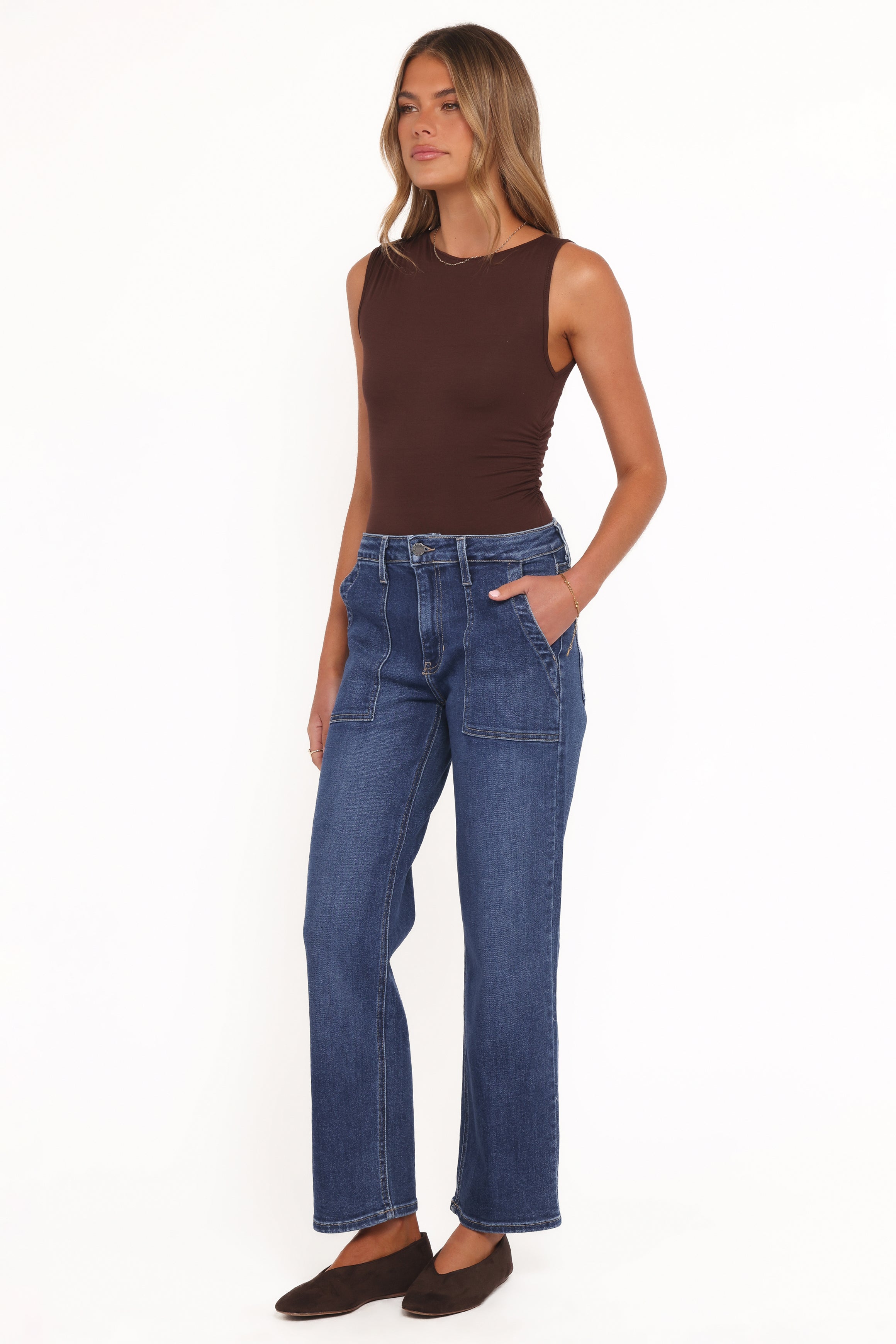BOTTOMS Amara Utility Pocket Straight Jean - Dark Wash