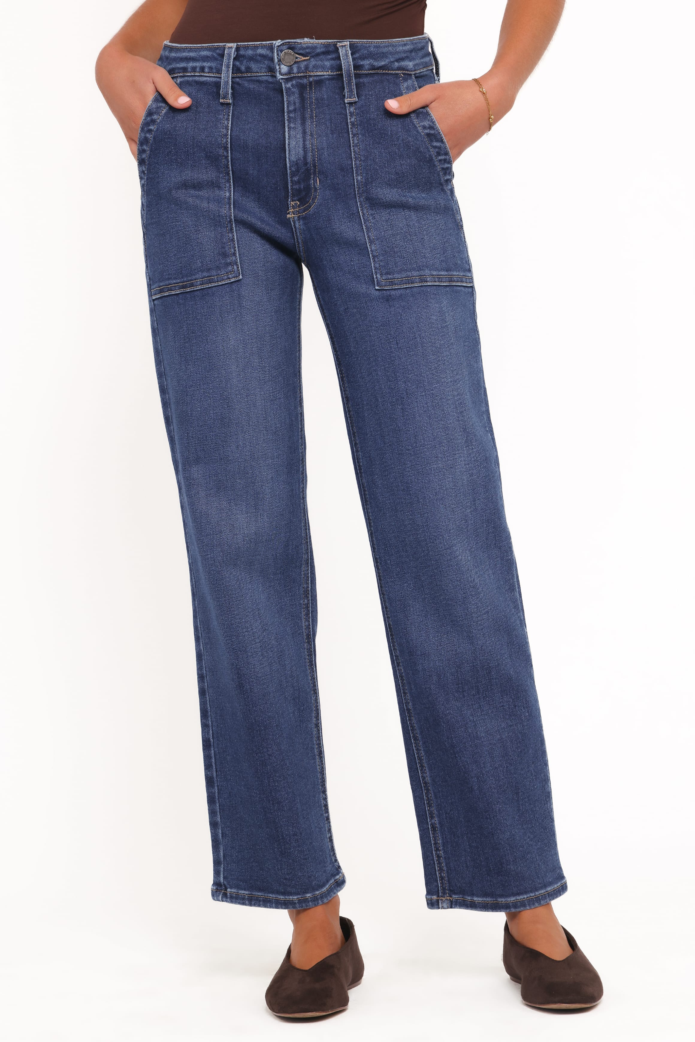 BOTTOMS Amara Utility Pocket Straight Jean - Dark Wash