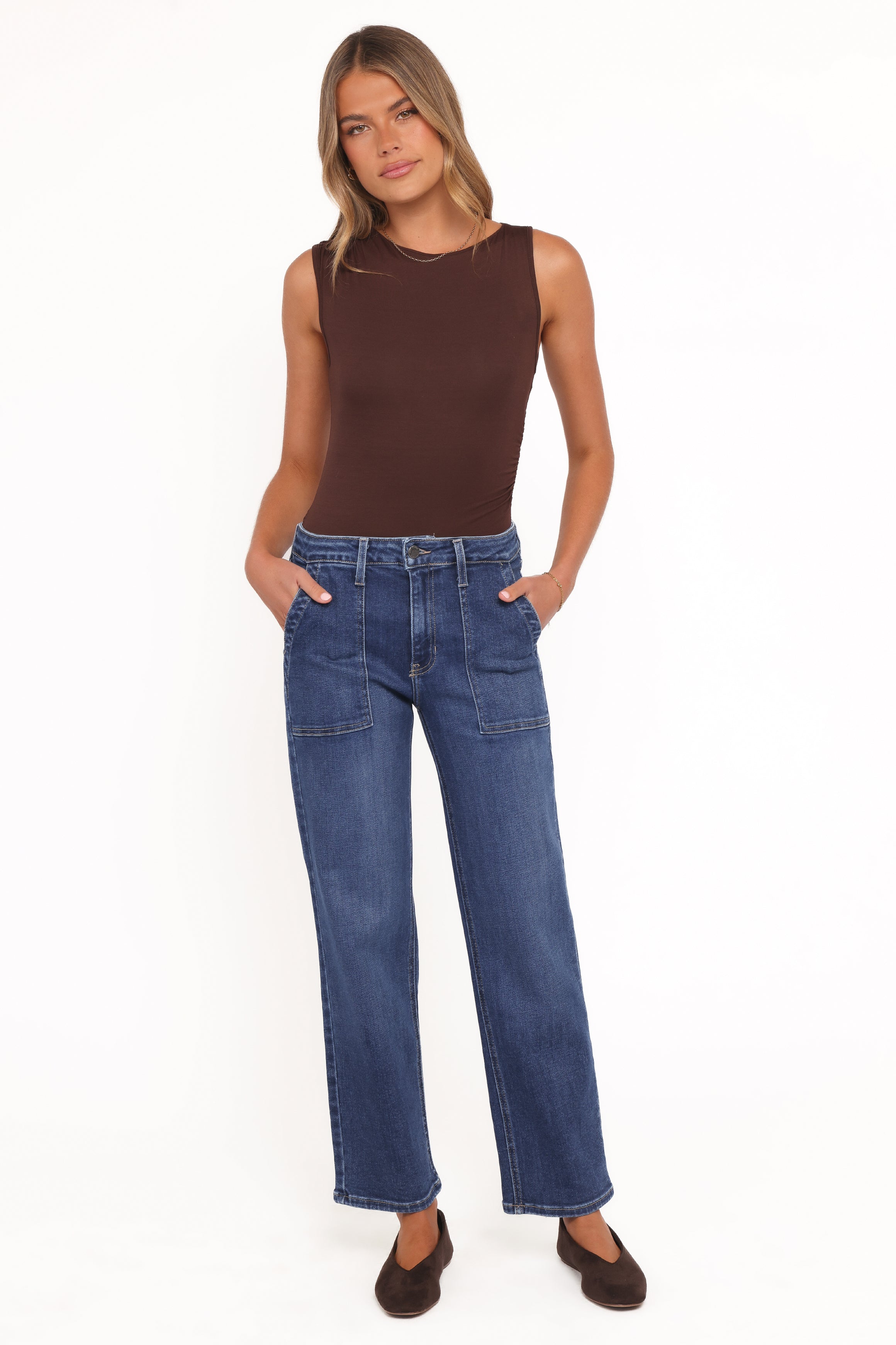 BOTTOMS Amara Utility Pocket Straight Jean - Dark Wash
