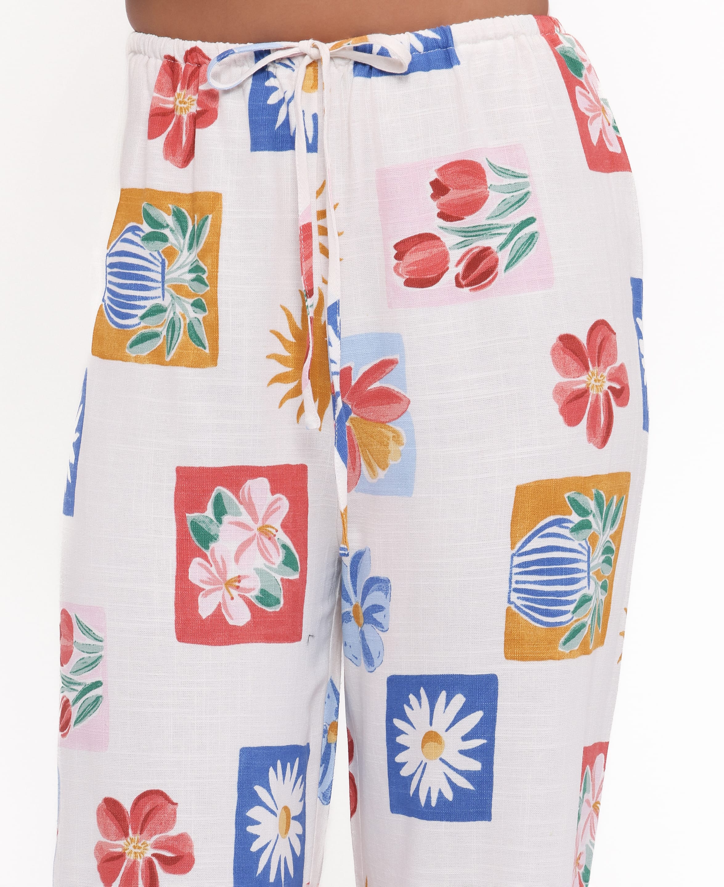 BOTTOMS Amicia Wide Leg Pant - Tulip Stamp
