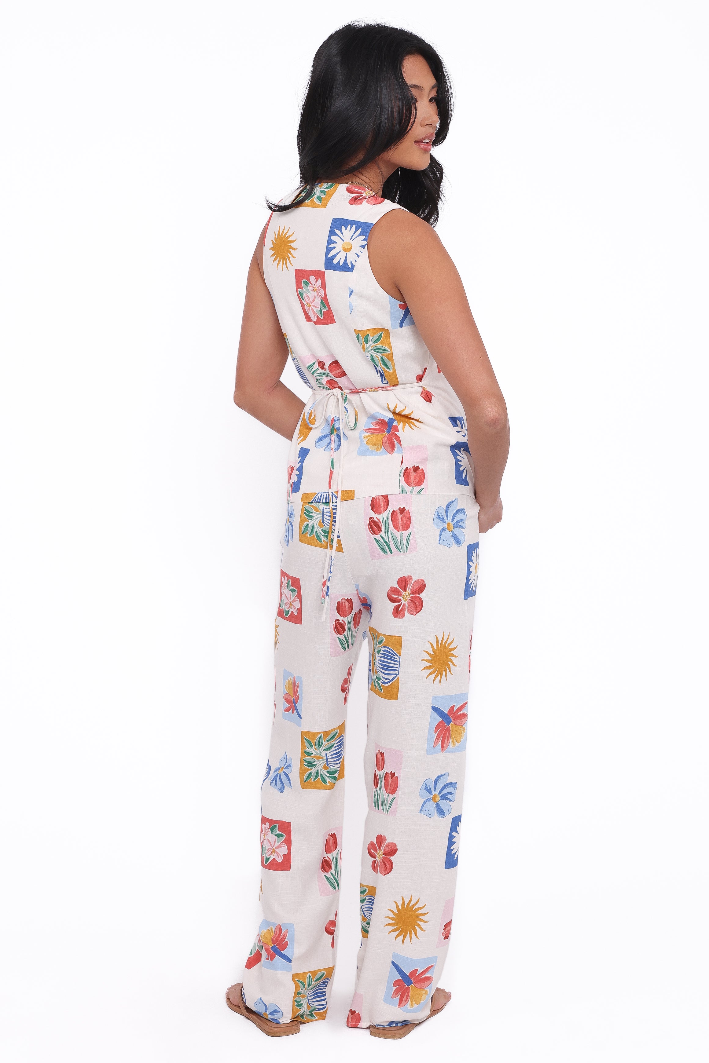 BOTTOMS Amicia Wide Leg Pant - Tulip Stamp