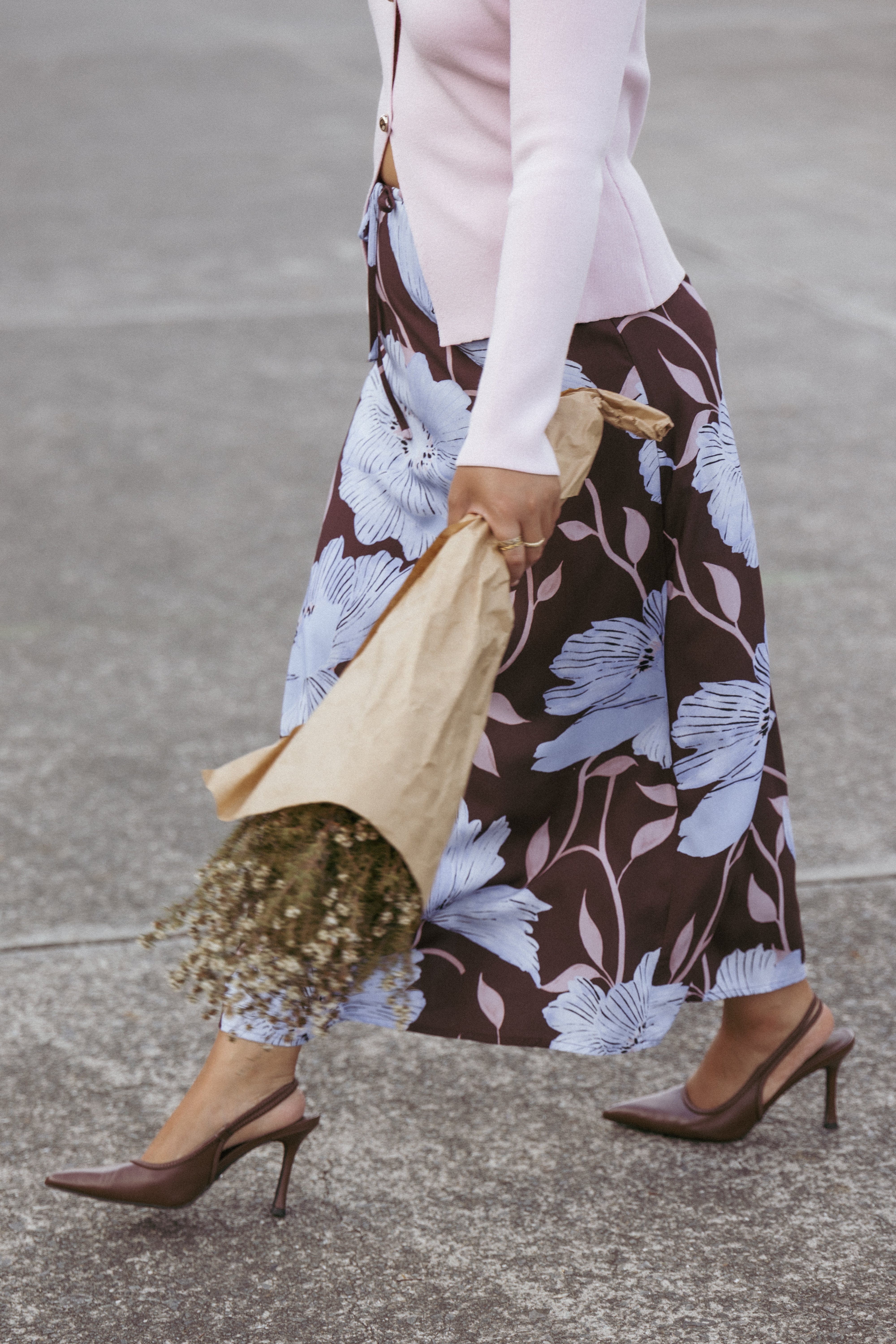 BOTTOMS Angie Midi Skirt - Blue Poppies