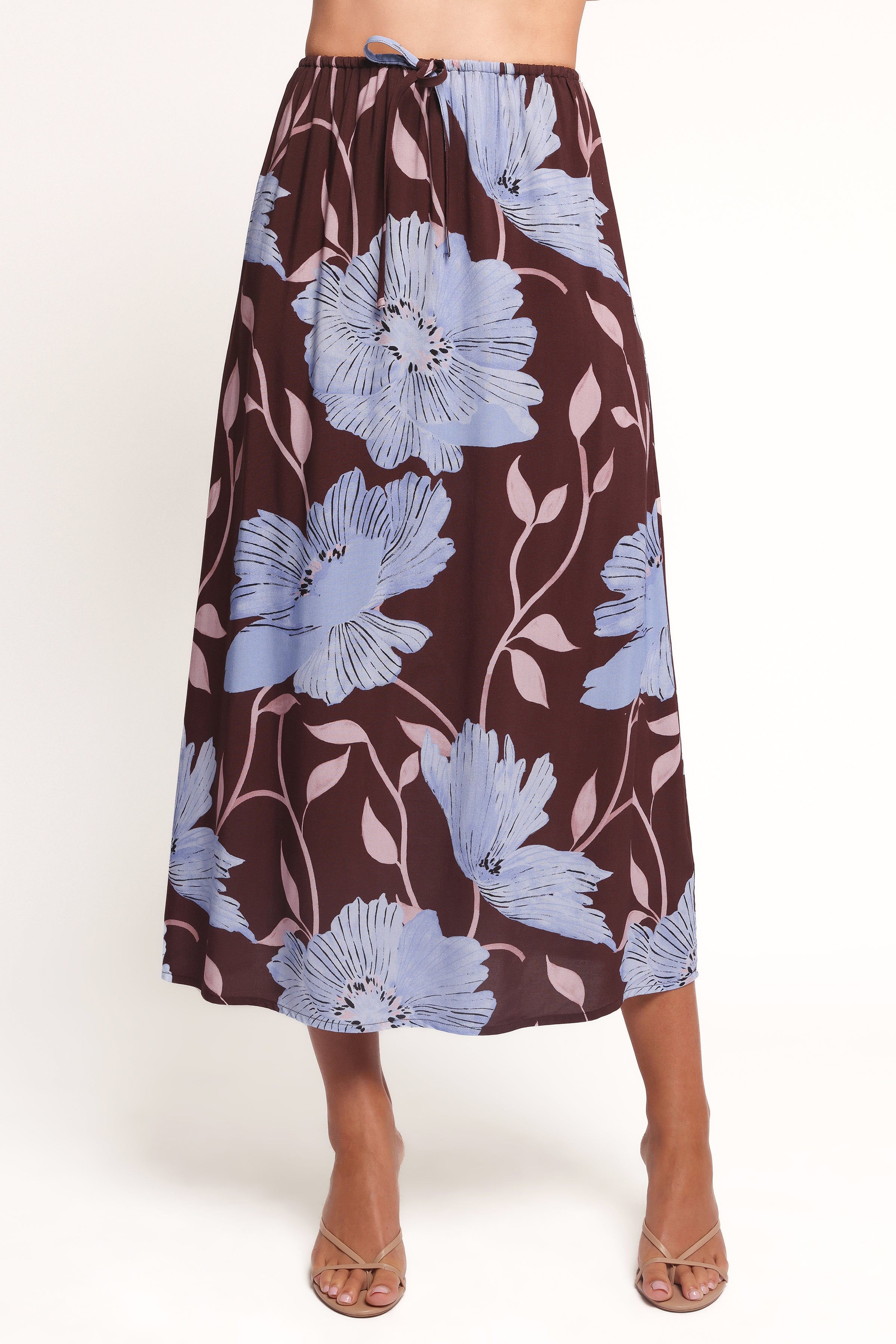 BOTTOMS Angie Midi Skirt - Blue Poppies