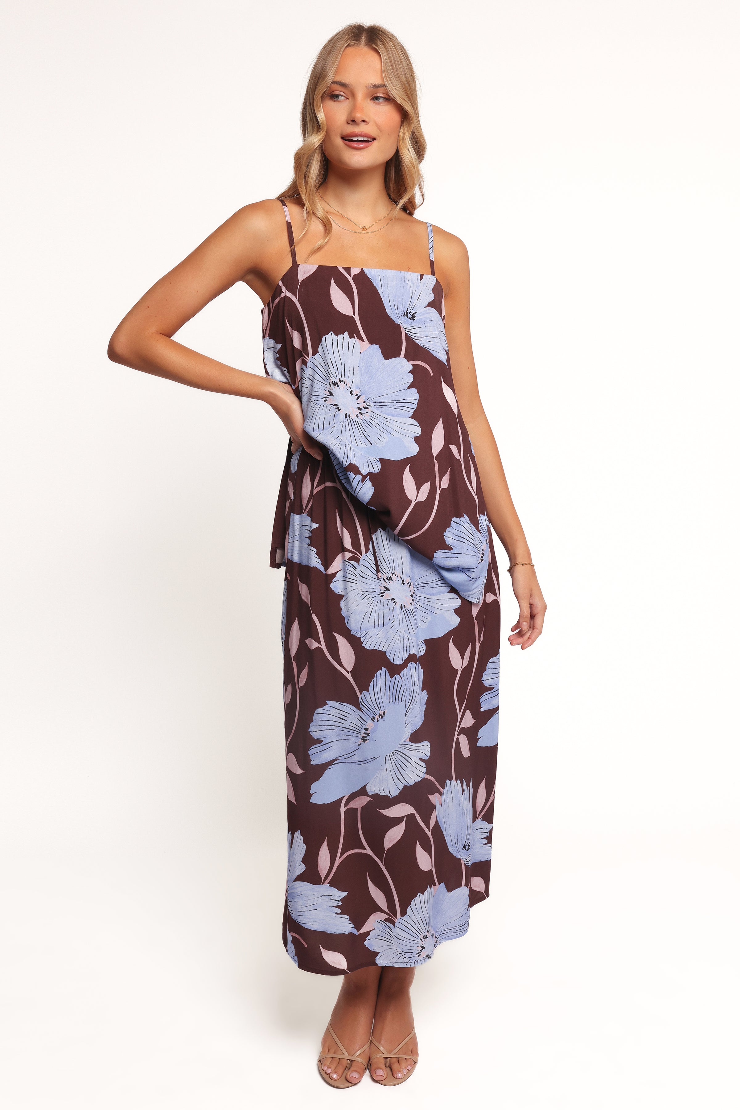 BOTTOMS Angie Midi Skirt - Blue Poppies