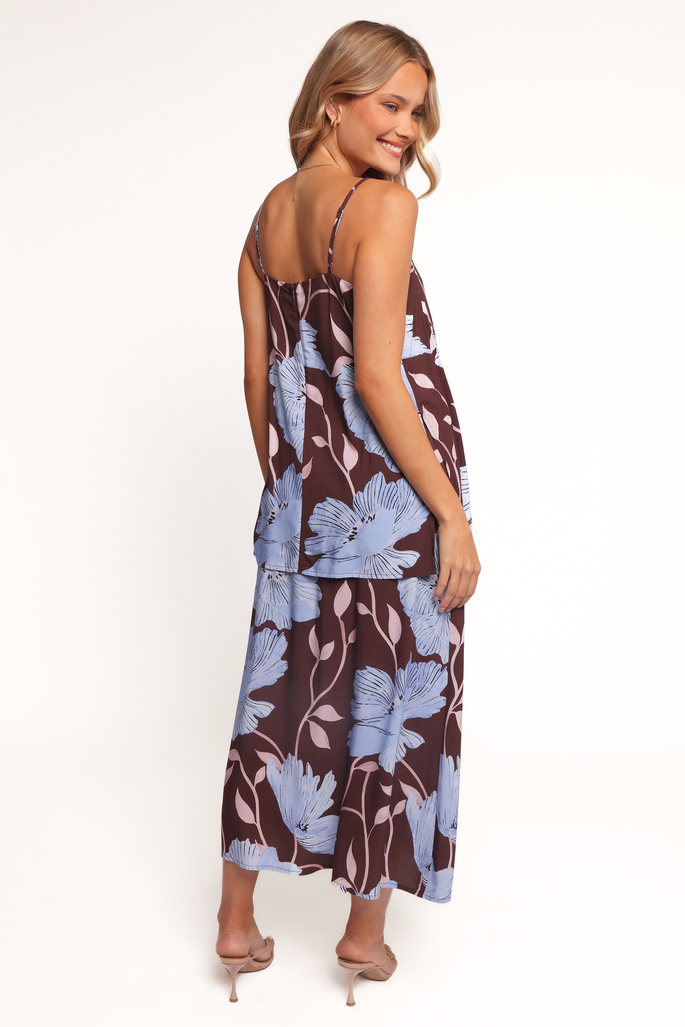 BOTTOMS Angie Midi Skirt - Blue Poppies