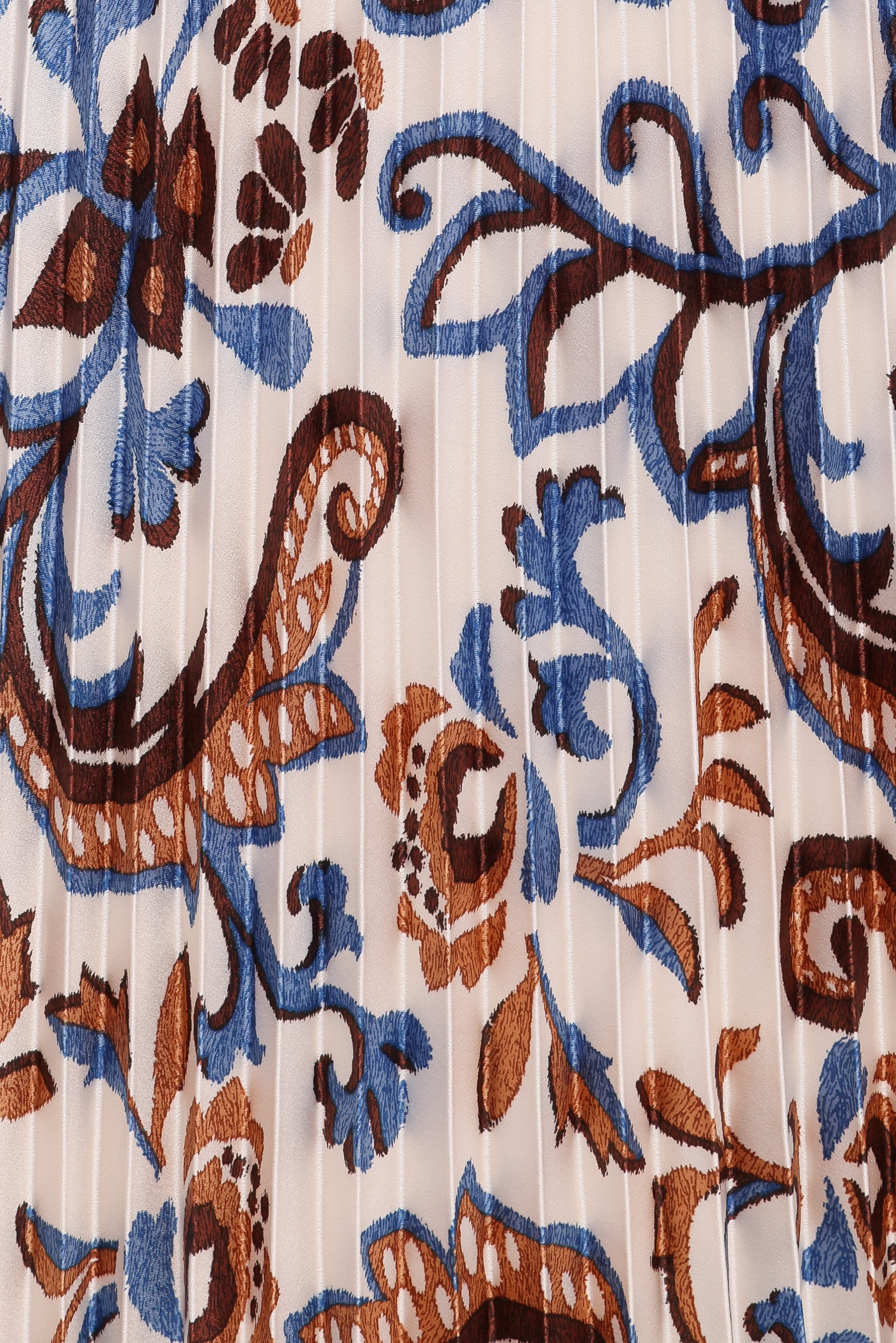 BOTTOMS Aoife Pleated Midi Skirt - Ivory Brown Blue