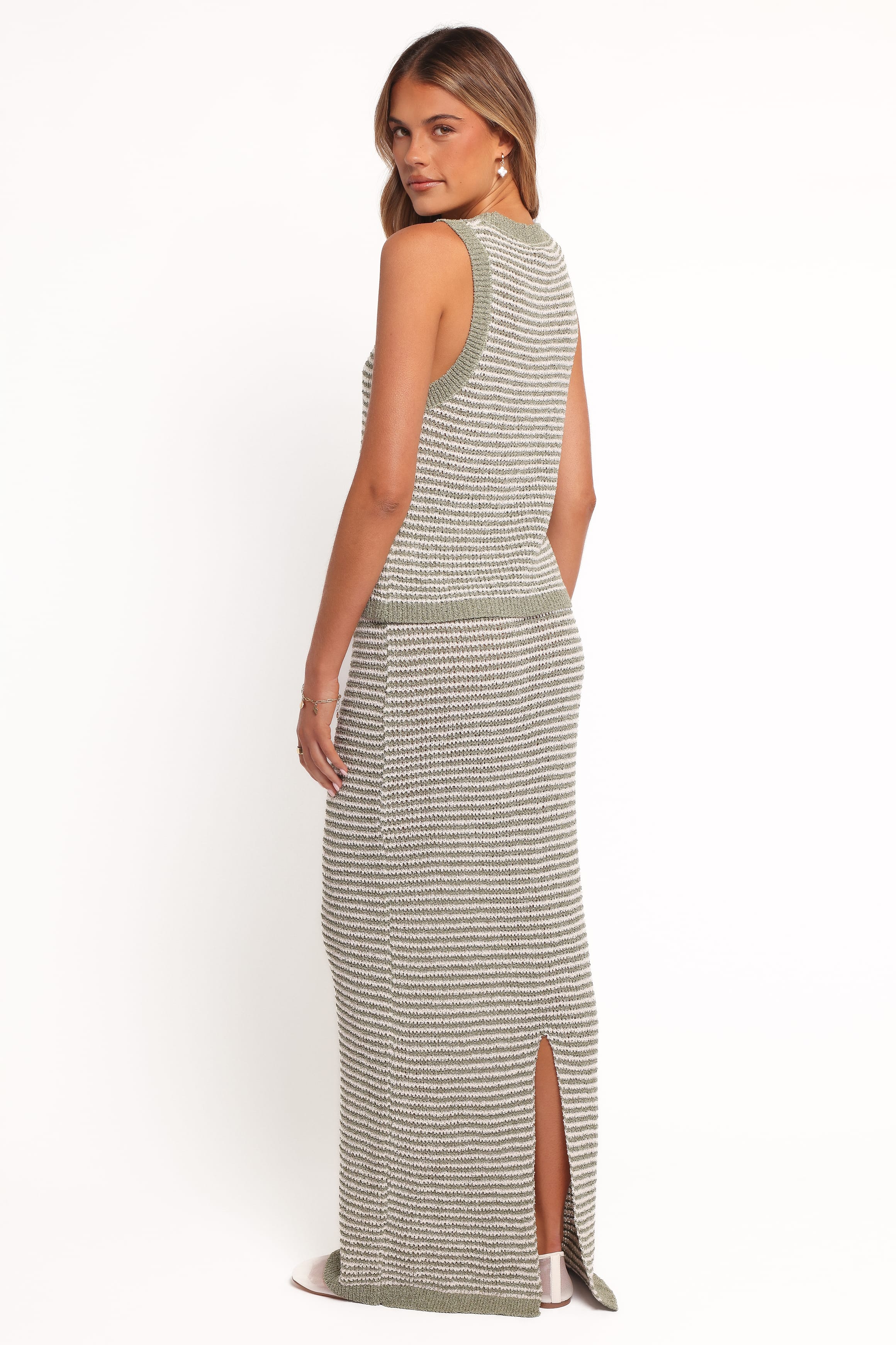 BOTTOMS Arella Knit Skirt - Sage/cream