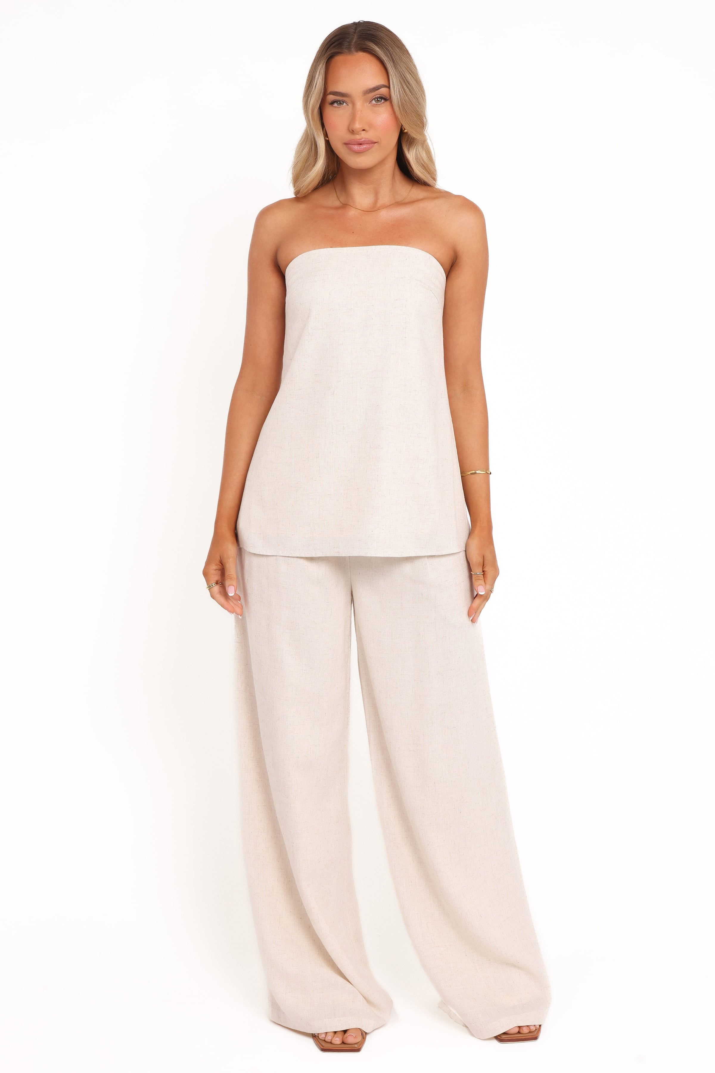 BOTTOMS Arles Wide Leg Pants - Oatmeal