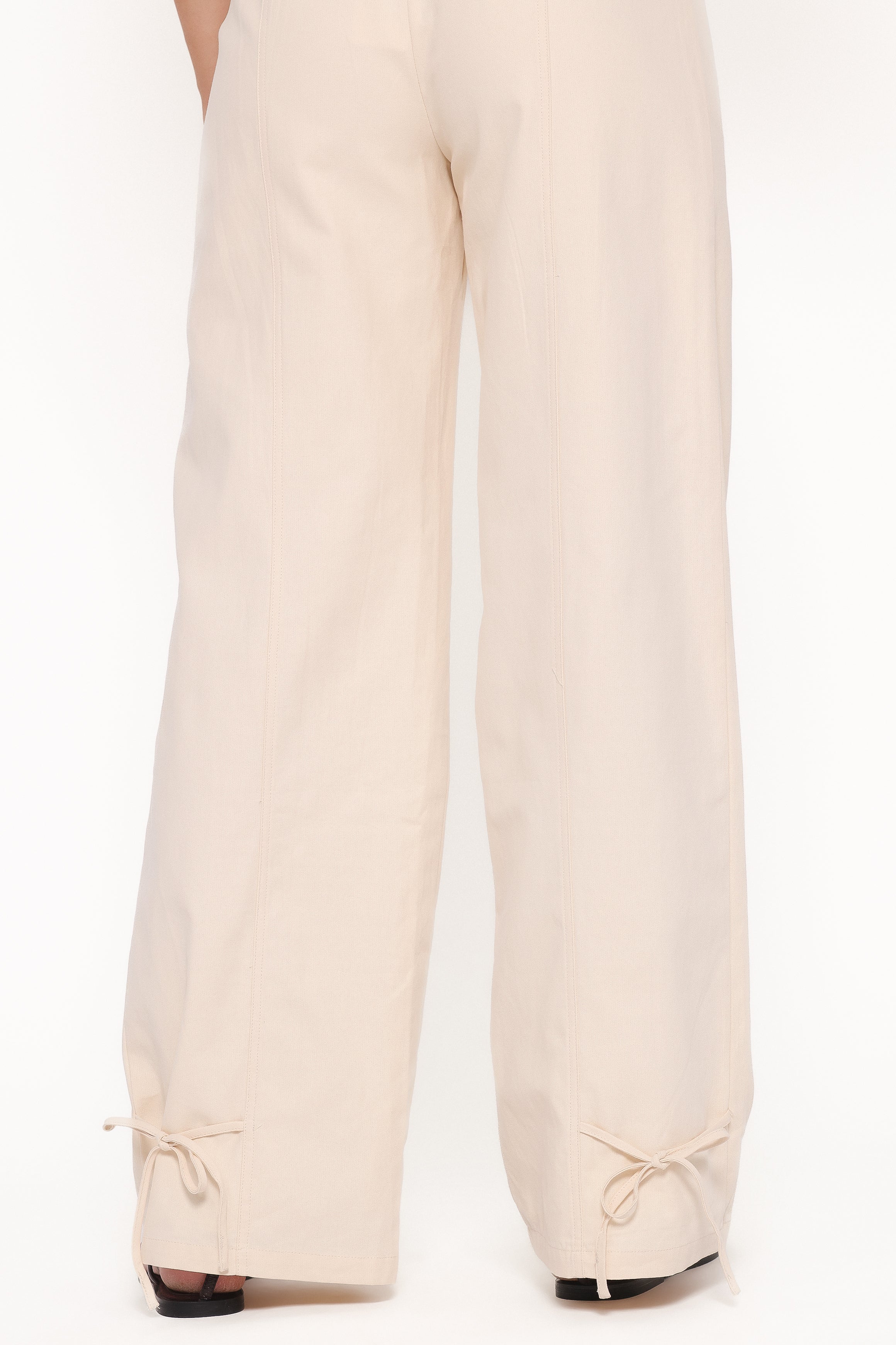 BOTTOMS Asher Tie Detail Tapered Leg Pants - Cream
