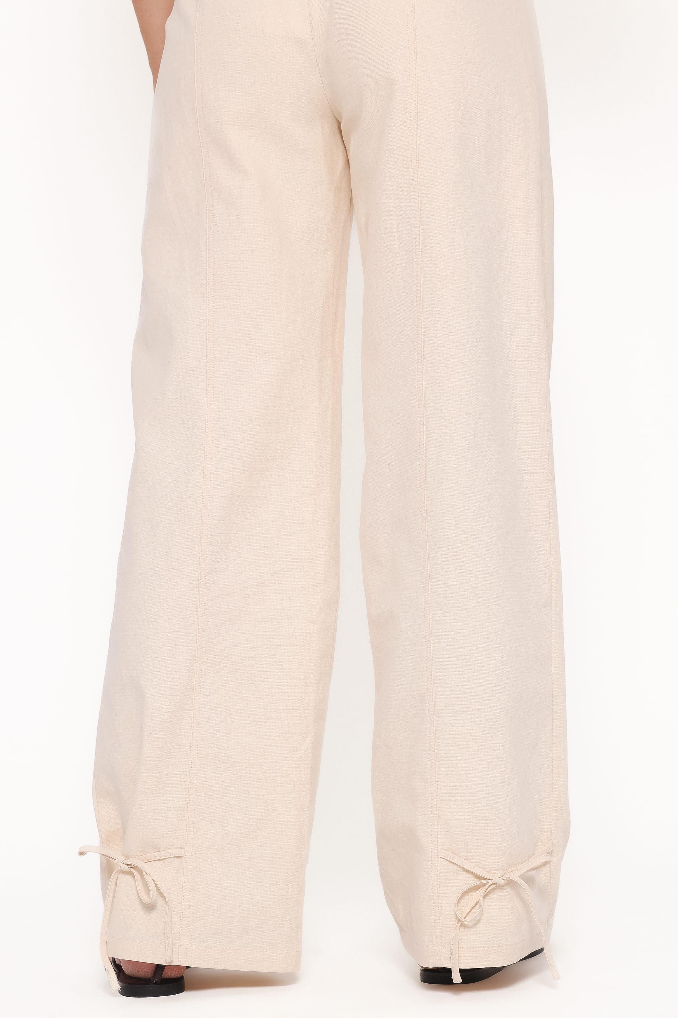 BOTTOMS Asher Tie Detail Tapered Leg Pants - Cream