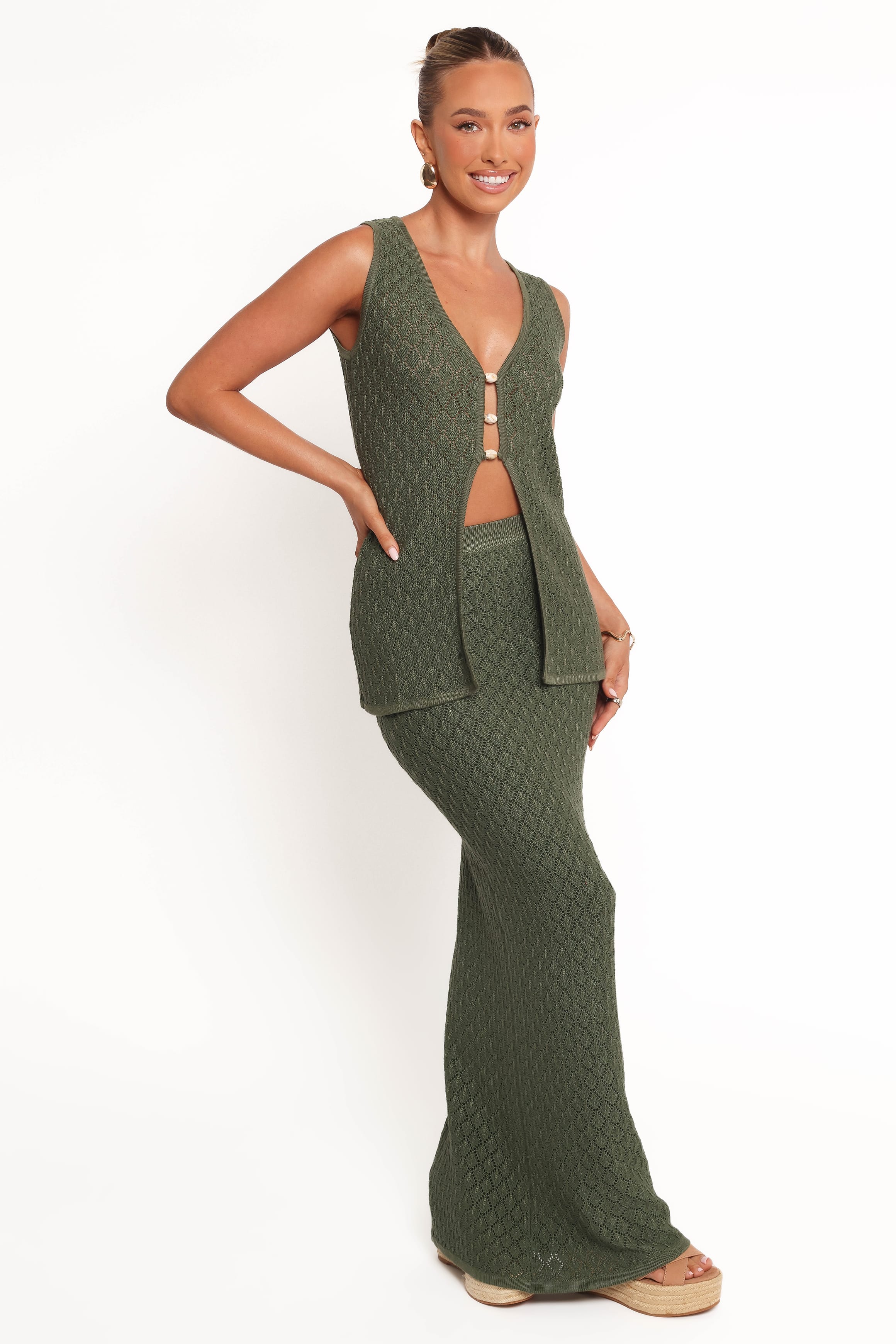 BOTTOMS Asplie Knit Maxi Skirt - Olive