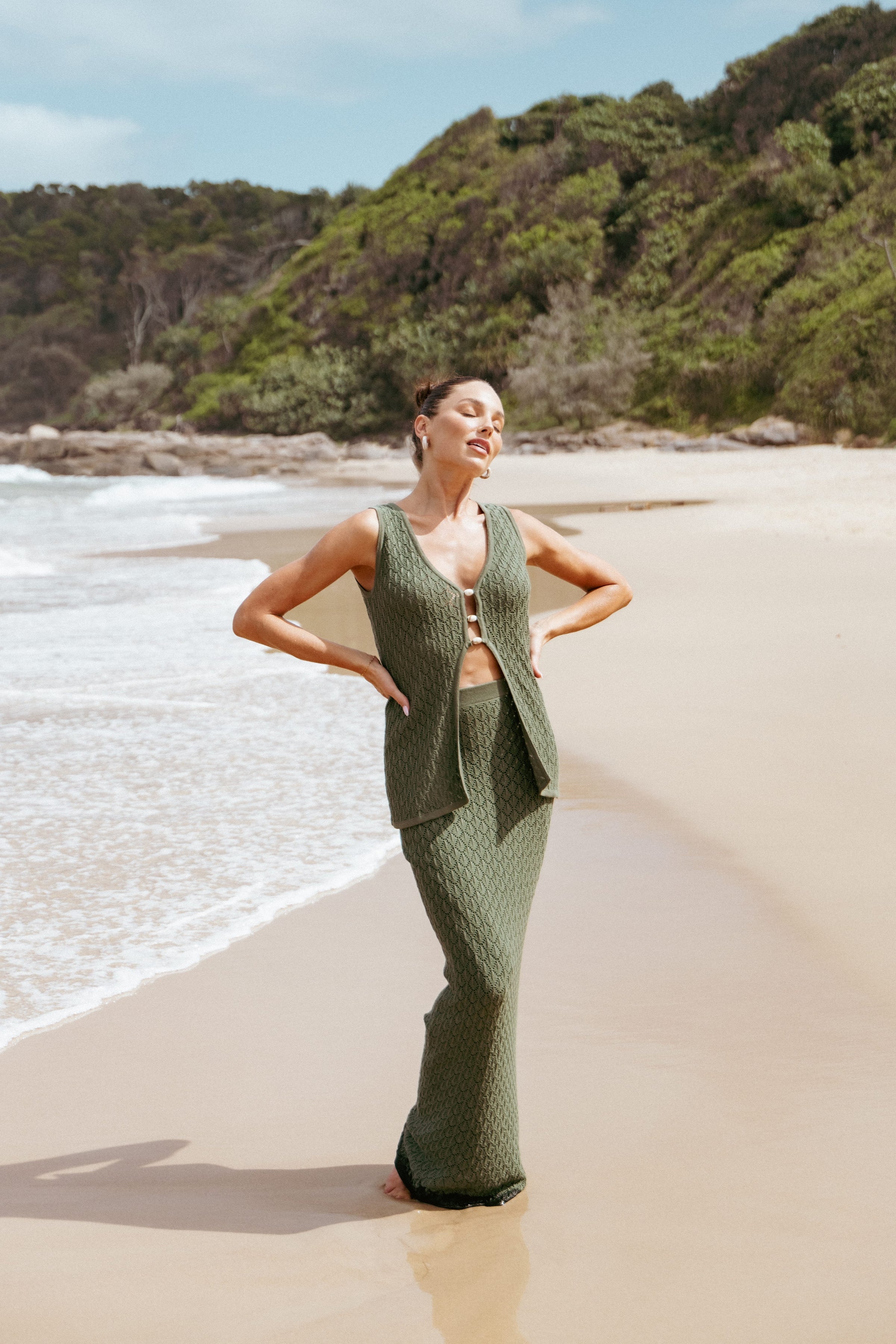 BOTTOMS Asplie Knit Maxi Skirt - Olive