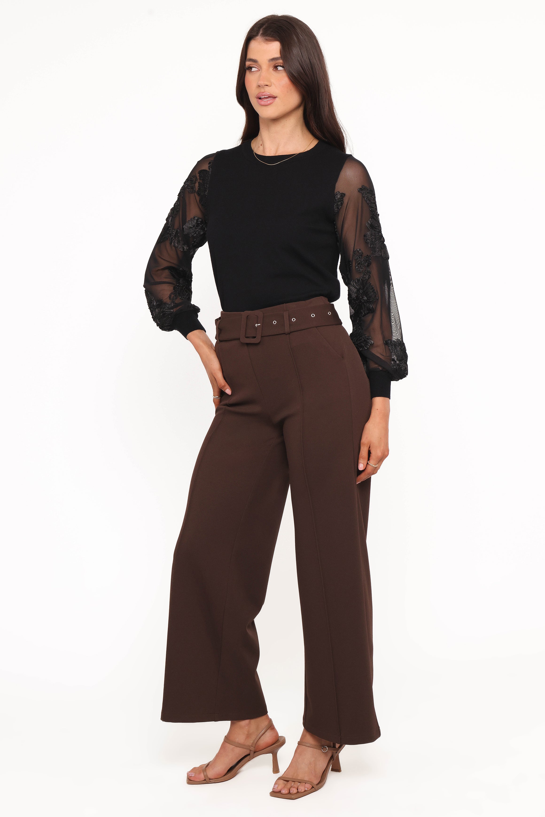 BOTTOMS Benton Belted Pant - Brown