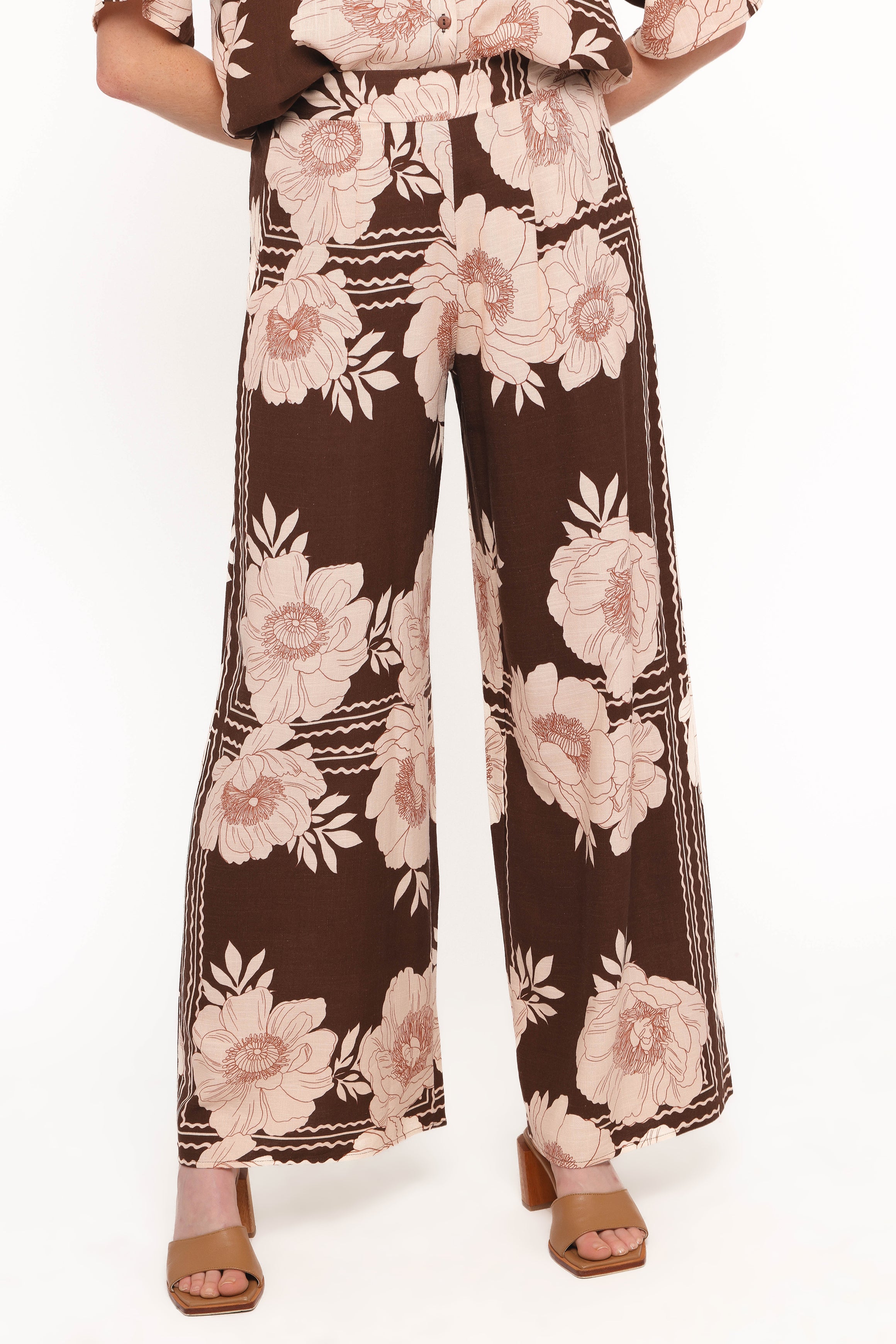 BOTTOMS Bernadine Wide Leg Pant - Brown Floral