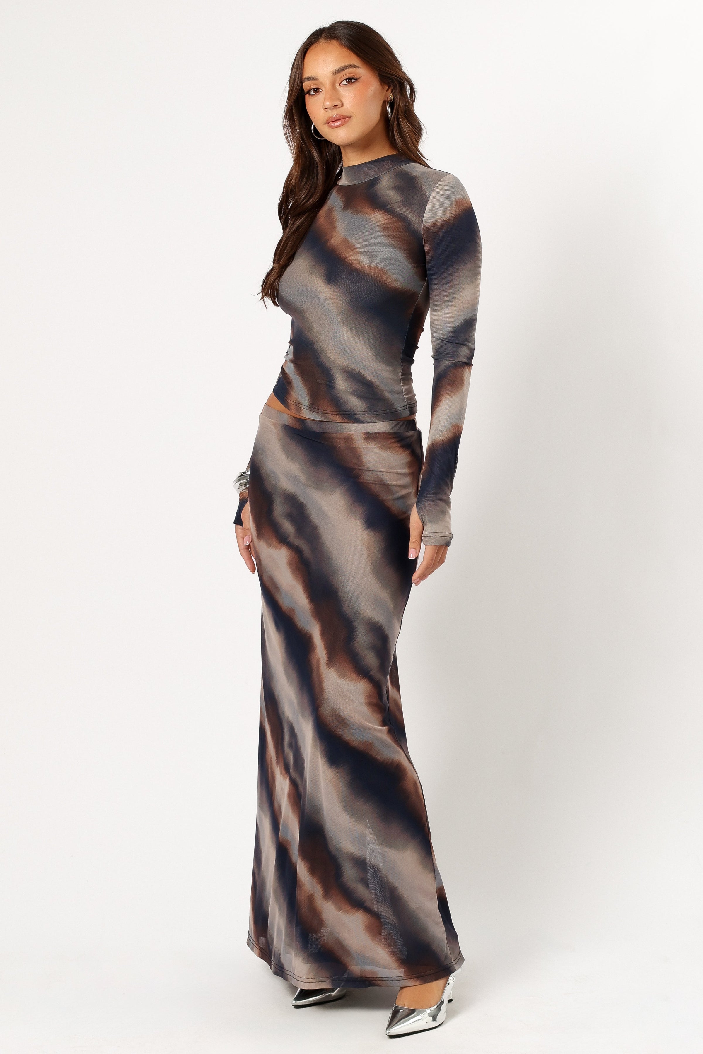 BOTTOMS @Beverly Maxi Skirt - Dusk Print (Hold for Winter Essentials)