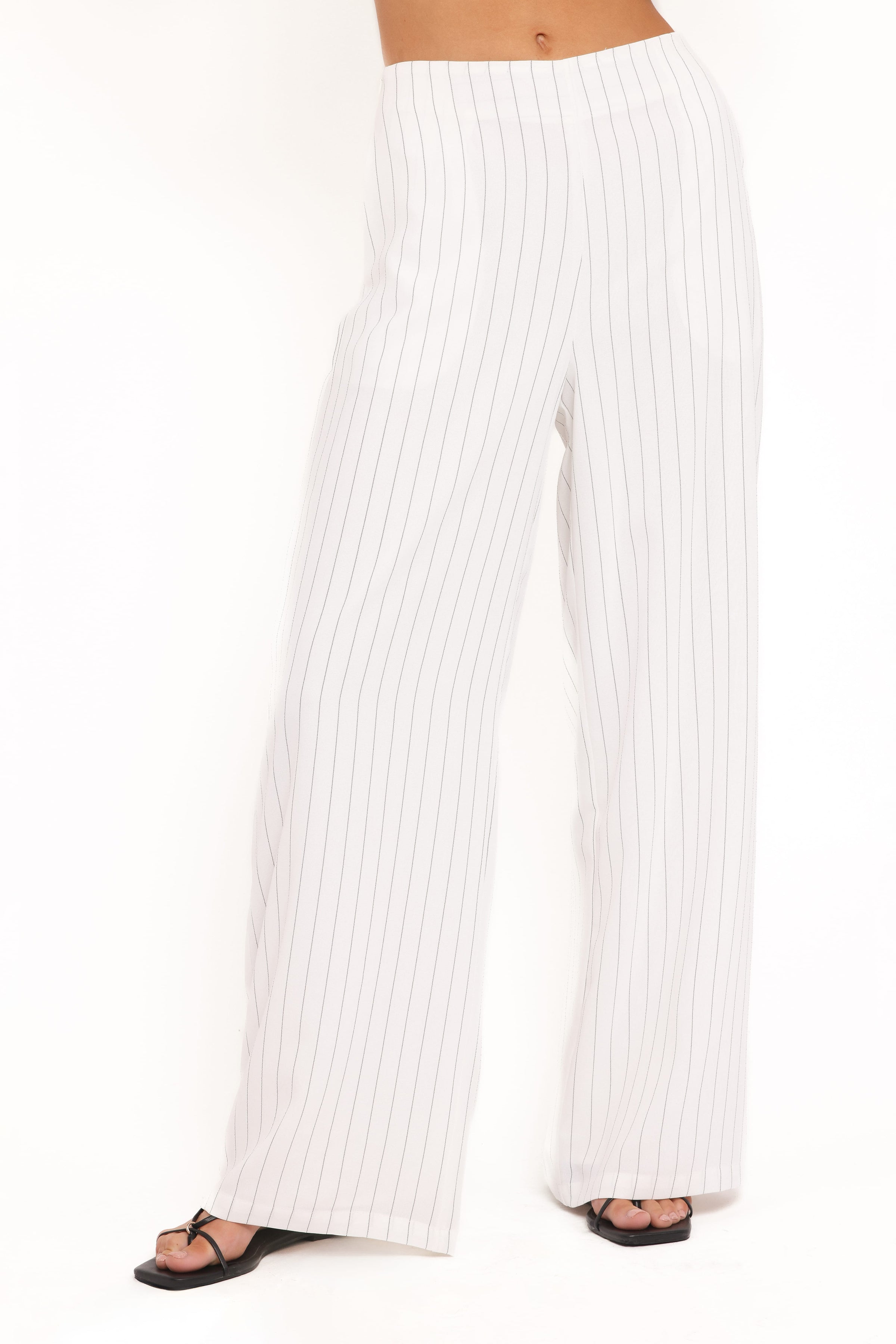 BOTTOMS Blakely Wide Leg Pant - White Pinstripe