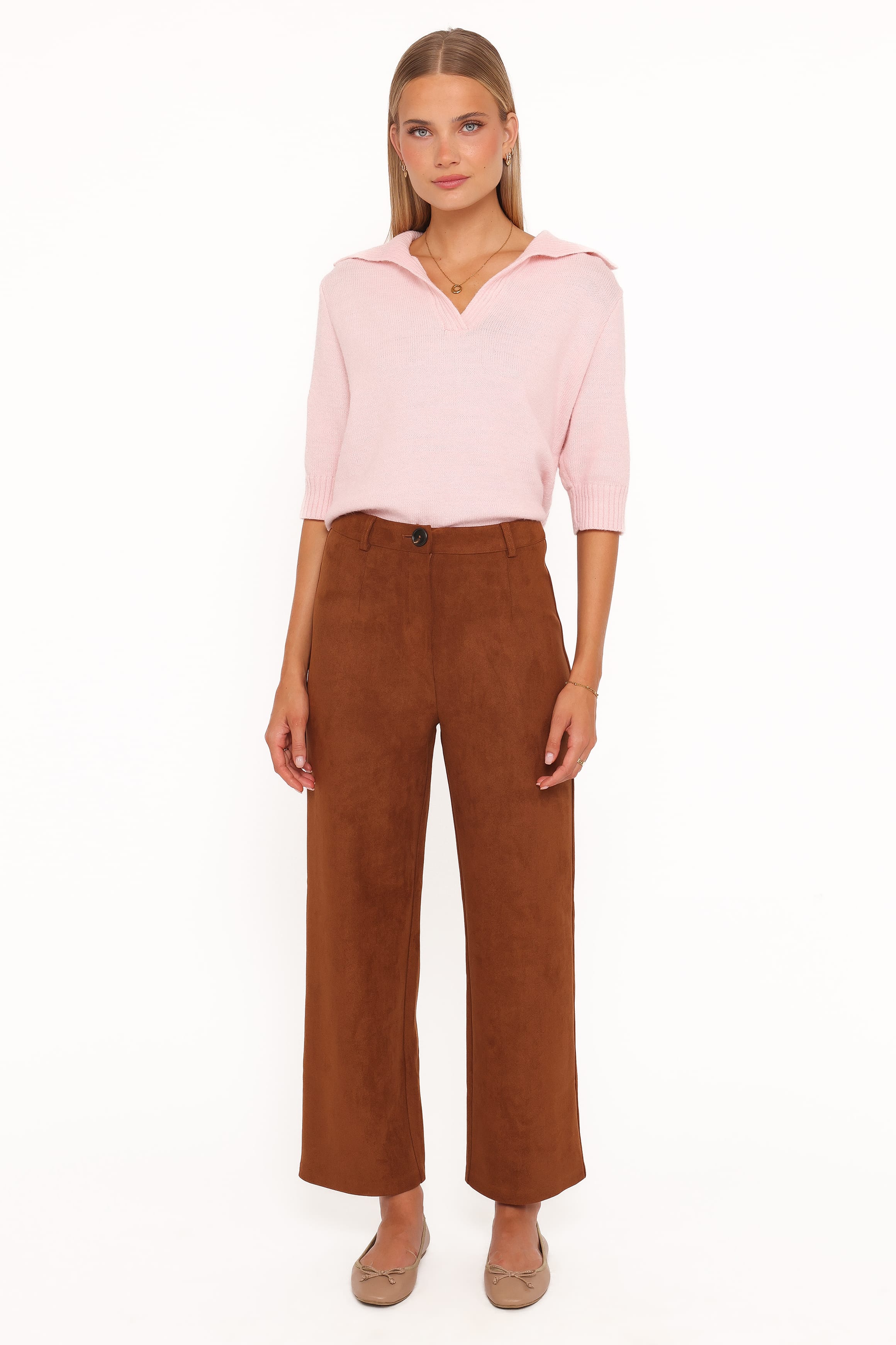BOTTOMS Bodie Faux Suede Pant - Copper Tan