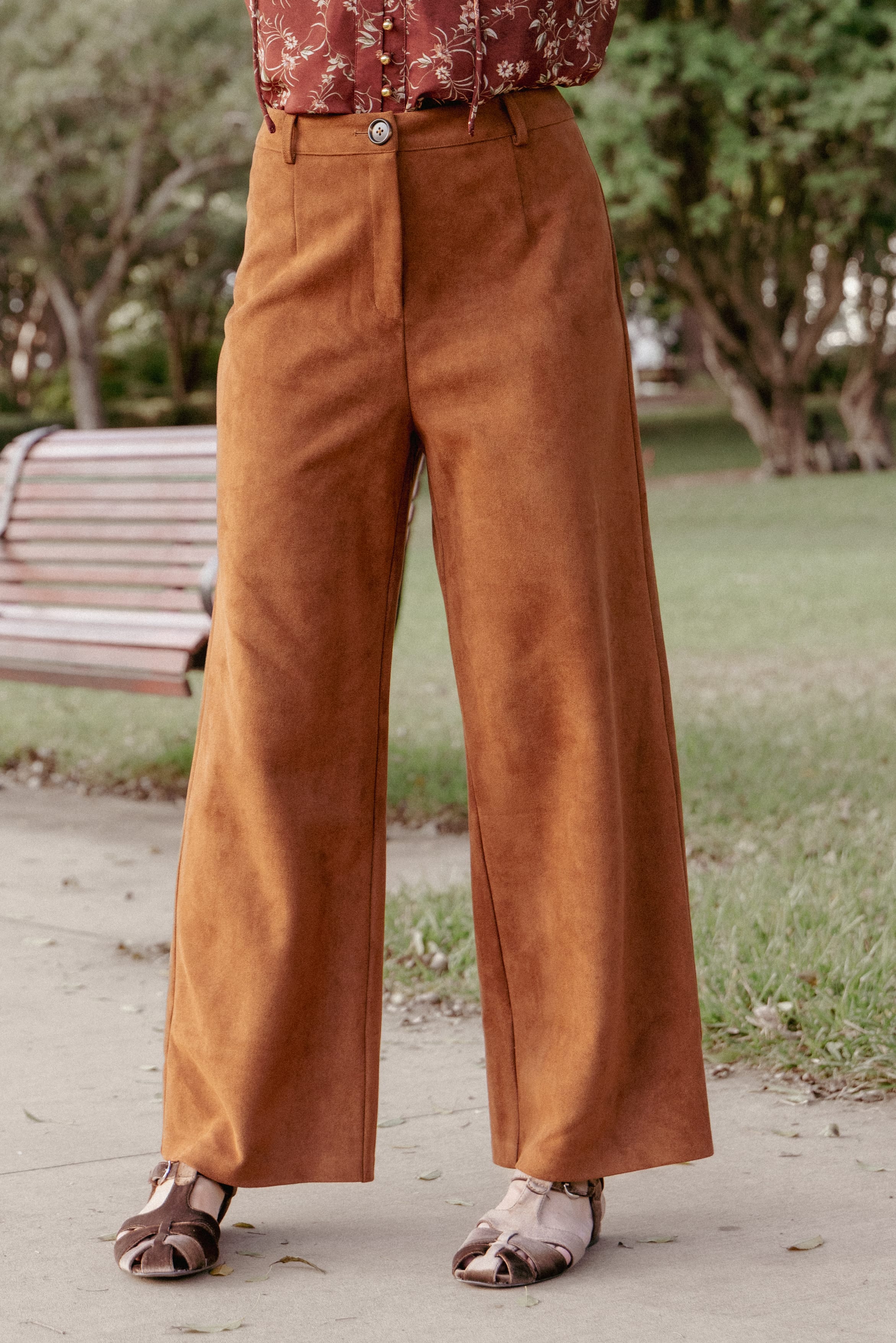 BOTTOMS Bodie Faux Suede Pant - Copper Tan