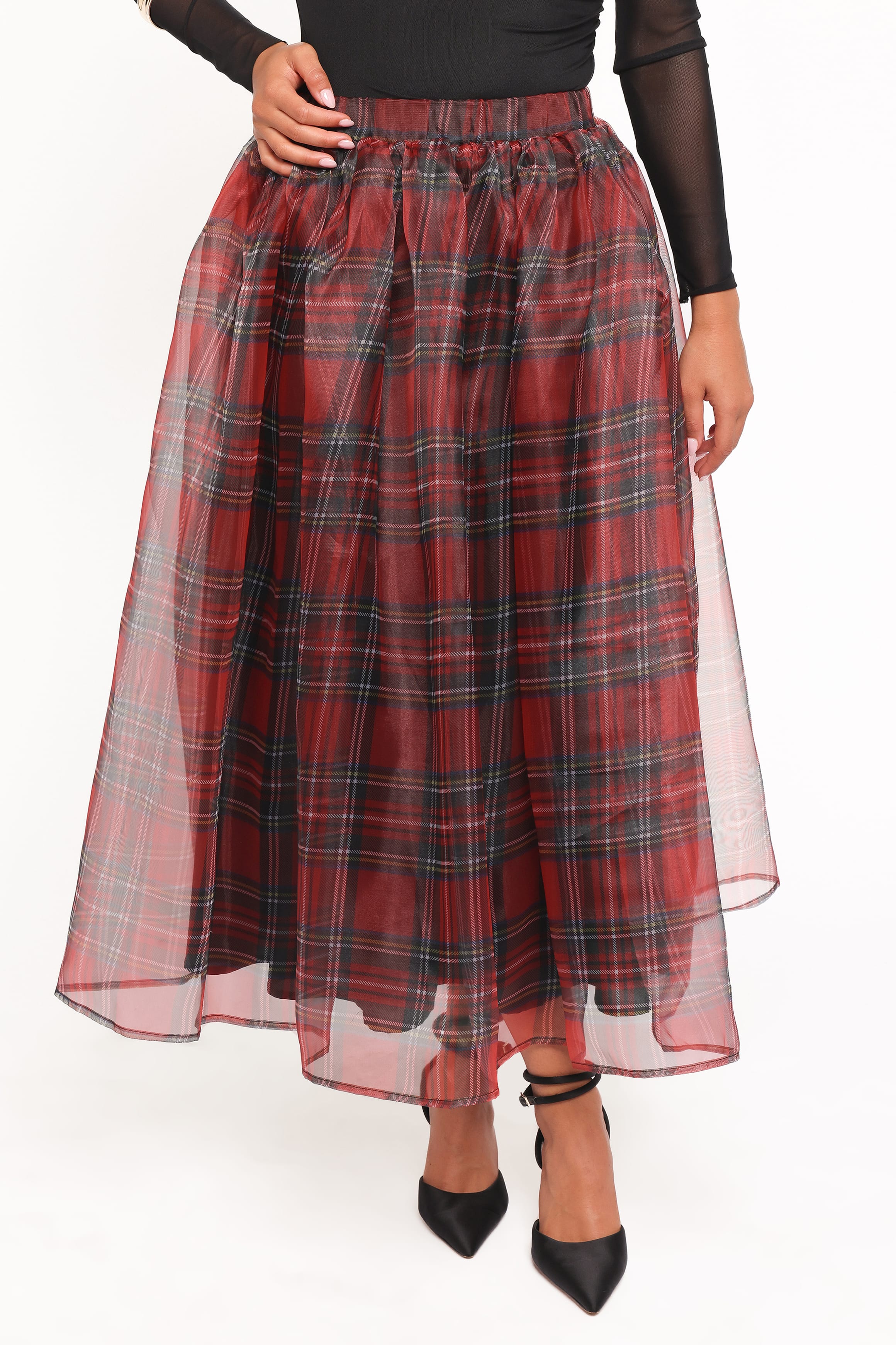BOTTOMS Bonita Midi Skirt - Red Plaid
