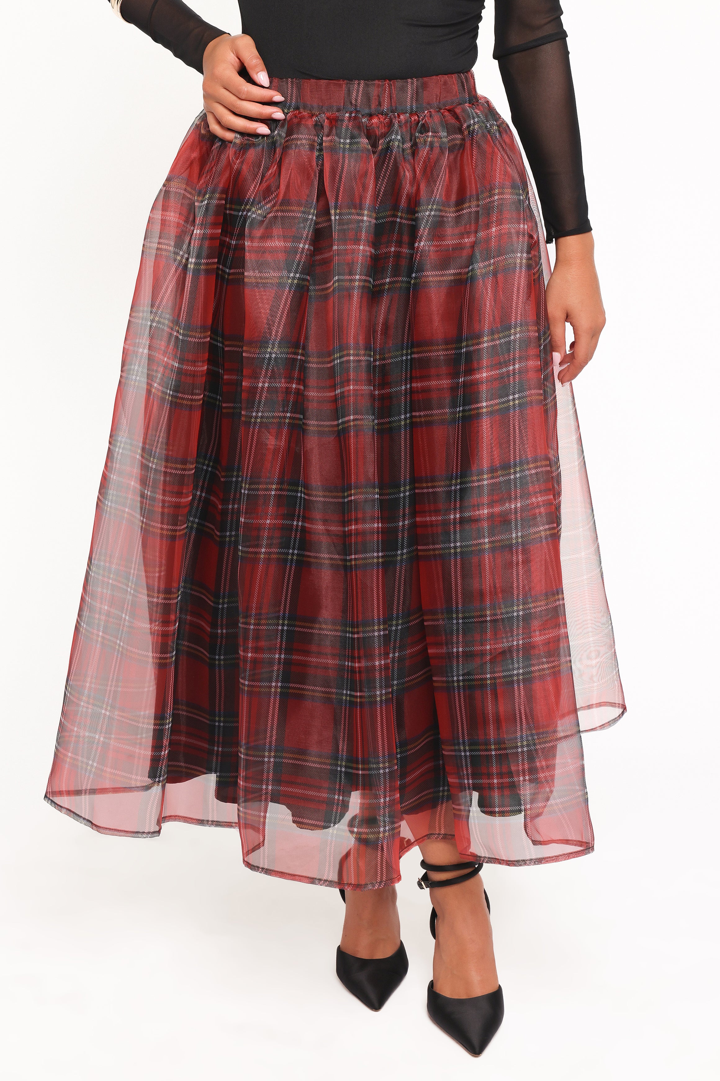 BOTTOMS Bonita Midi Skirt - Red Plaid