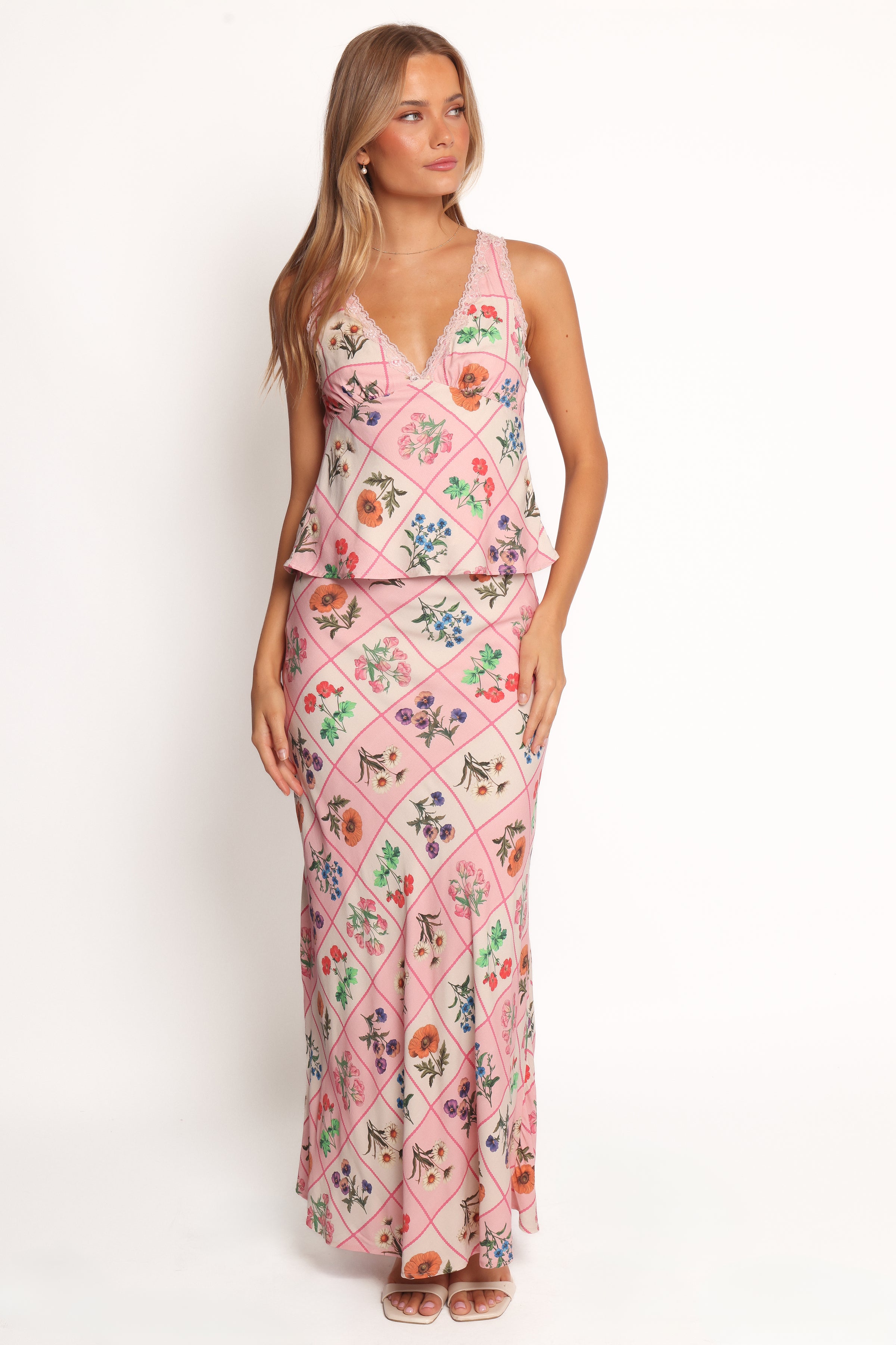 BOTTOMS Brinley Maxi Skirt - Flora Tile
