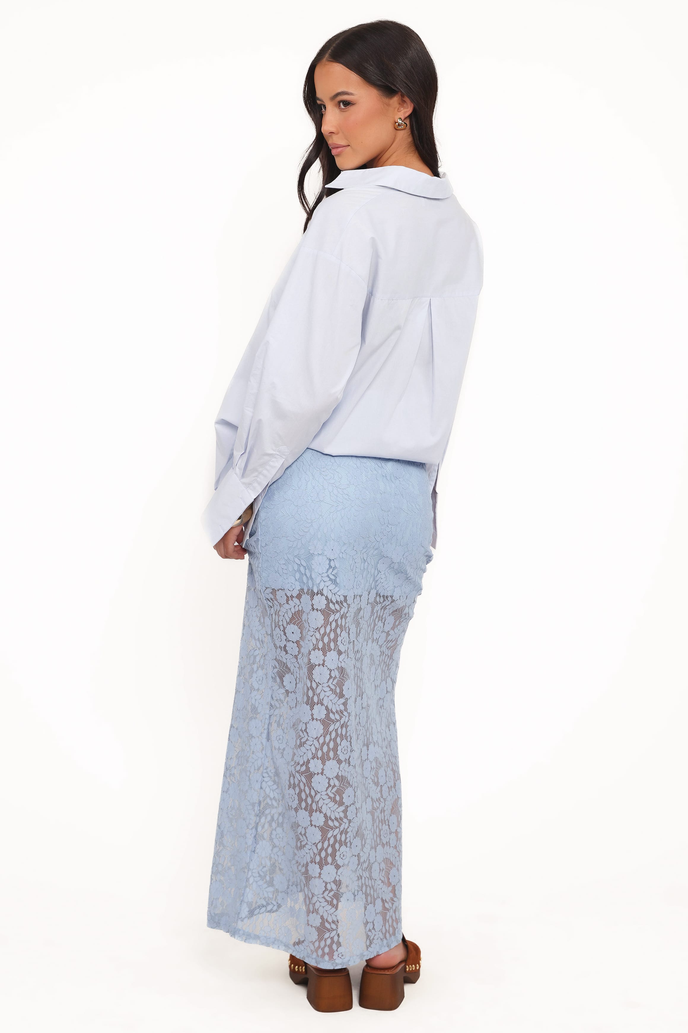 BOTTOMS Brittany Lace Maxi Skirt - Blue