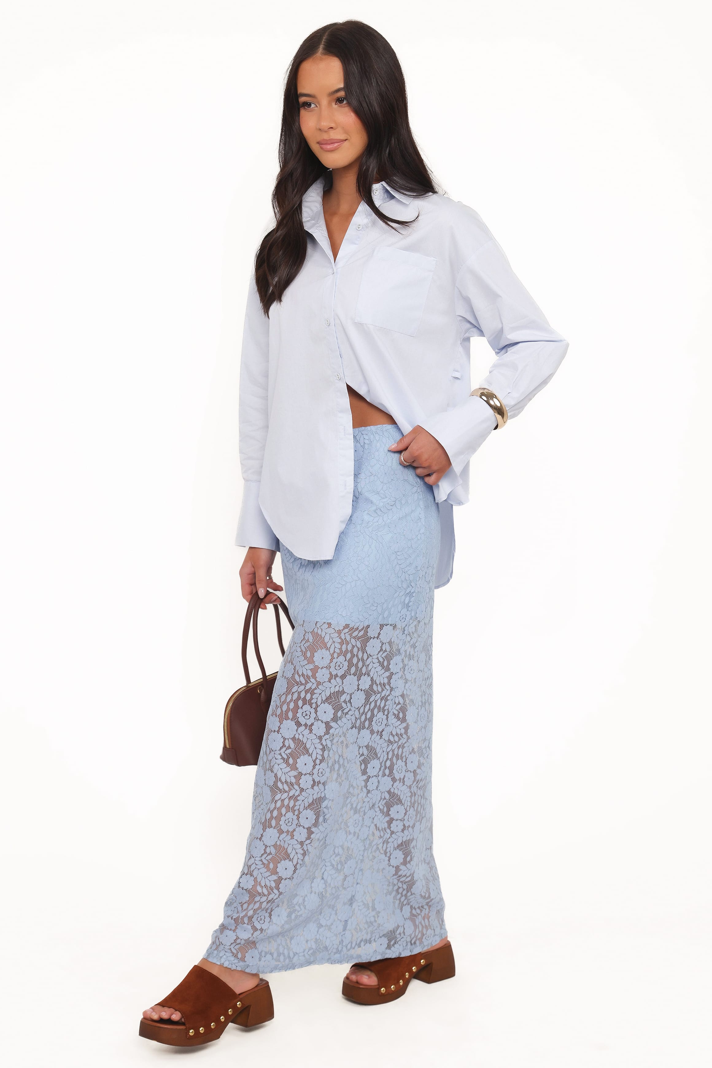 BOTTOMS Brittany Lace Maxi Skirt - Blue