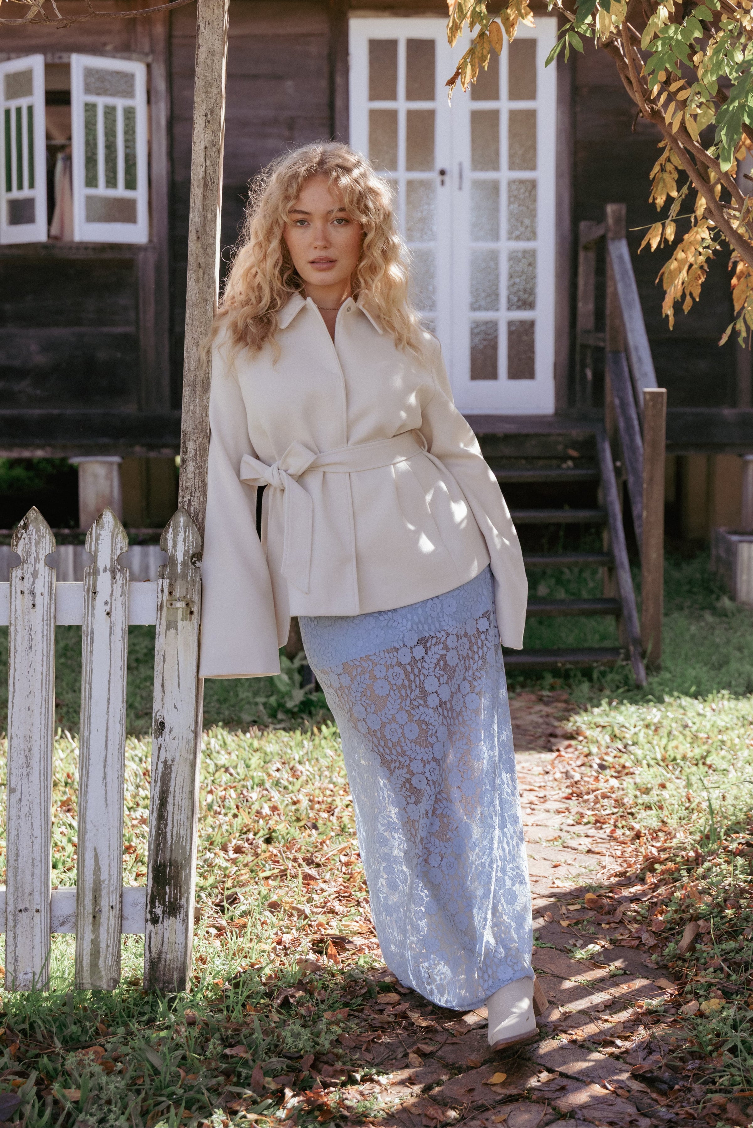 BOTTOMS Brittany Lace Maxi Skirt - Blue
