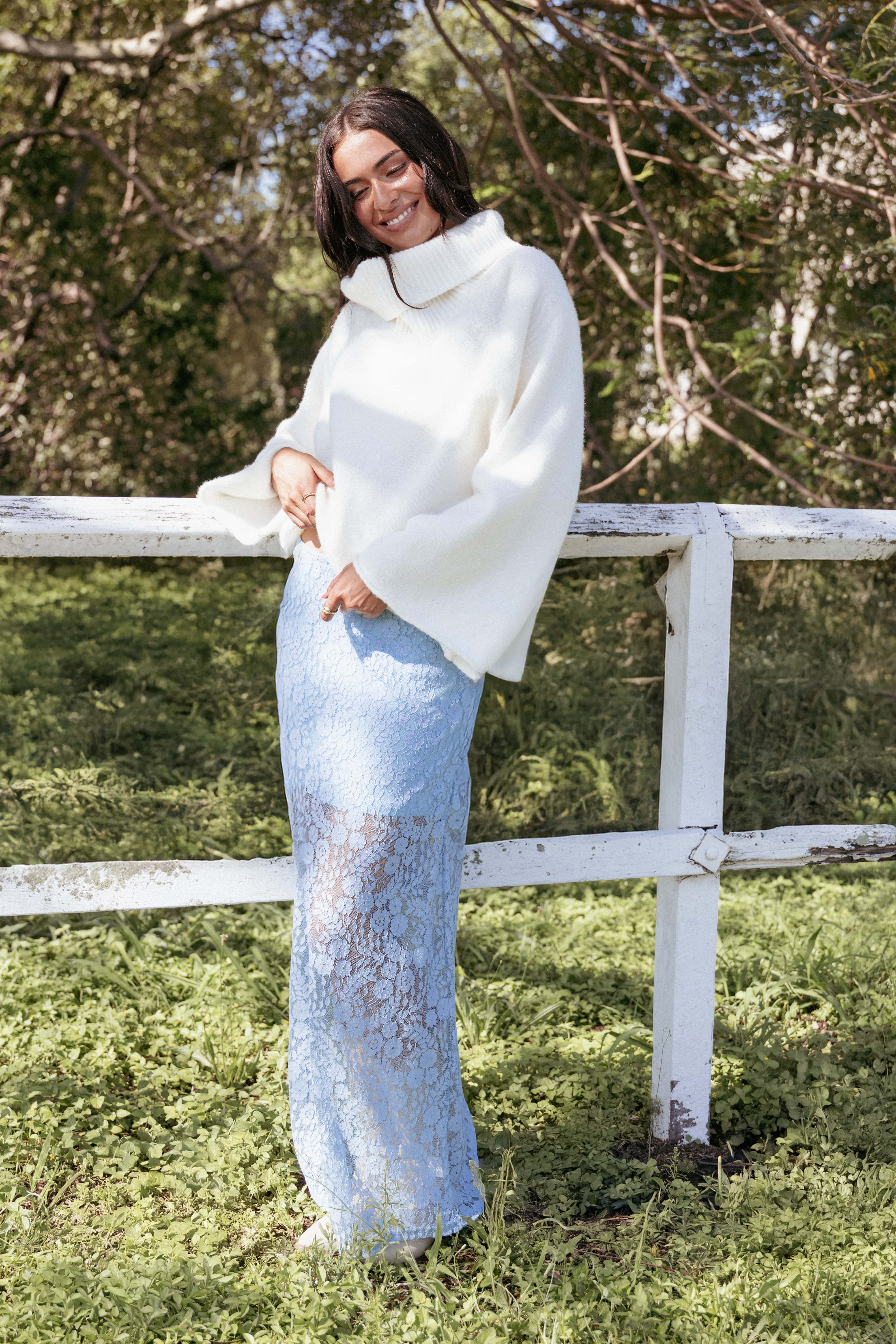 BOTTOMS Brittany Lace Maxi Skirt - Blue