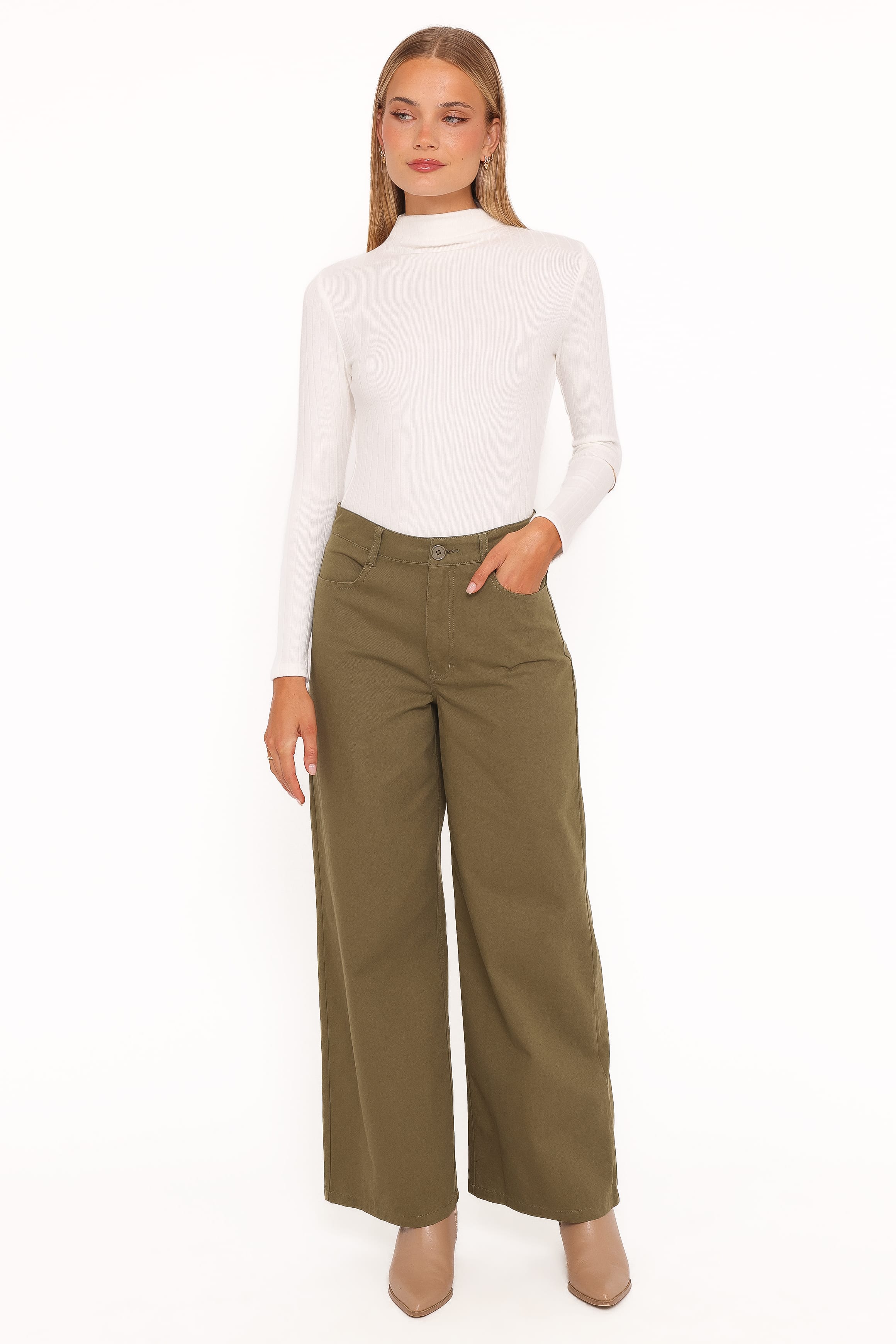 BOTTOMS Brynn Straight Leg Pants - Khaki