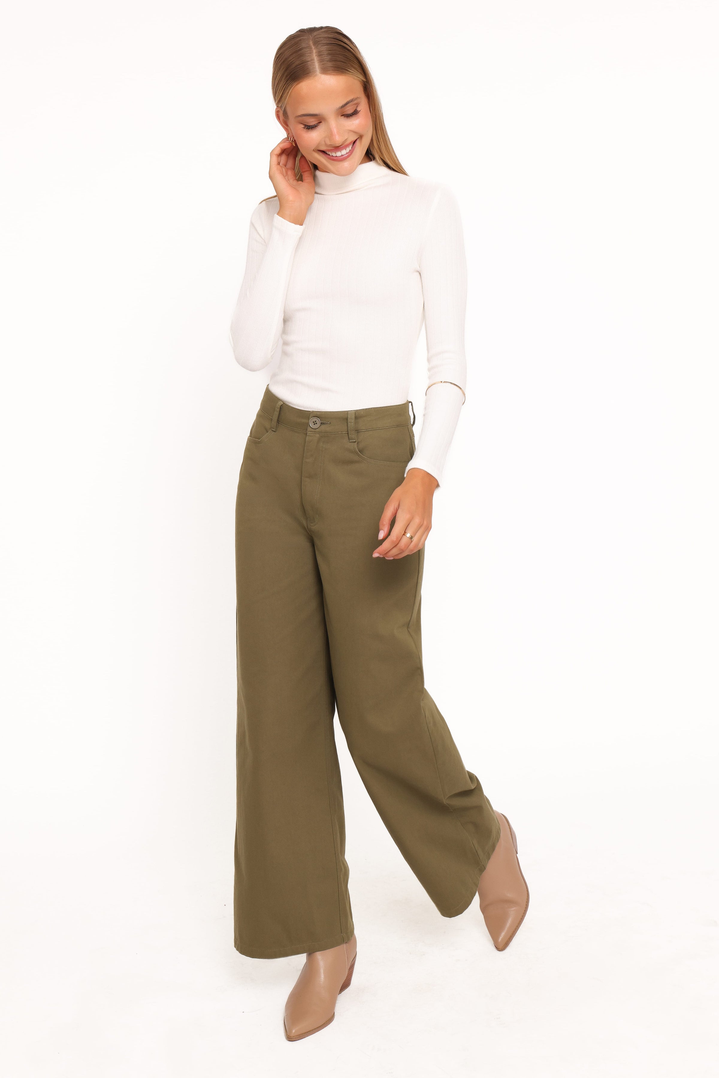 BOTTOMS Brynn Straight Leg Pants - Khaki