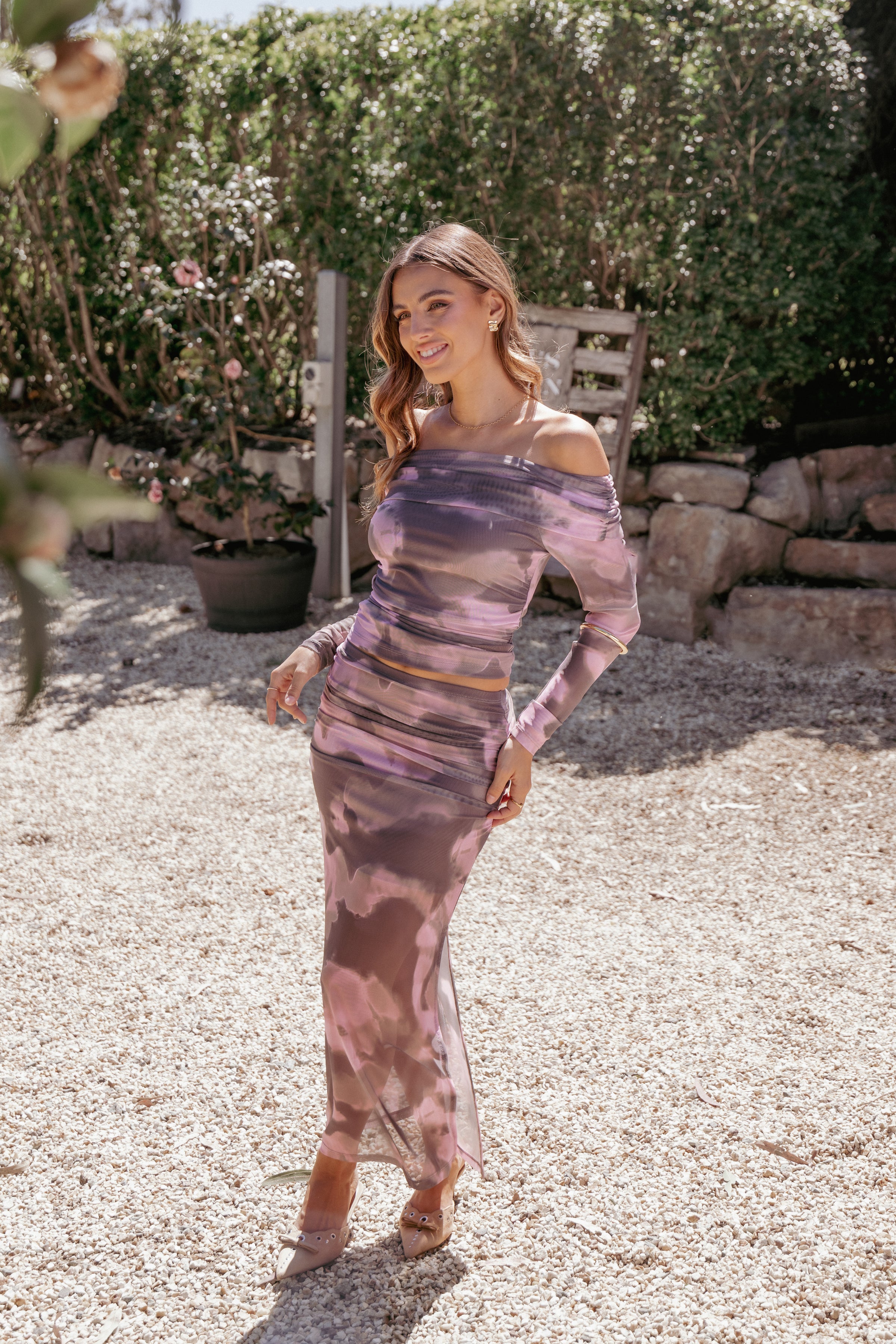 BOTTOMS Caelira Skirt - Pink/Brown Print