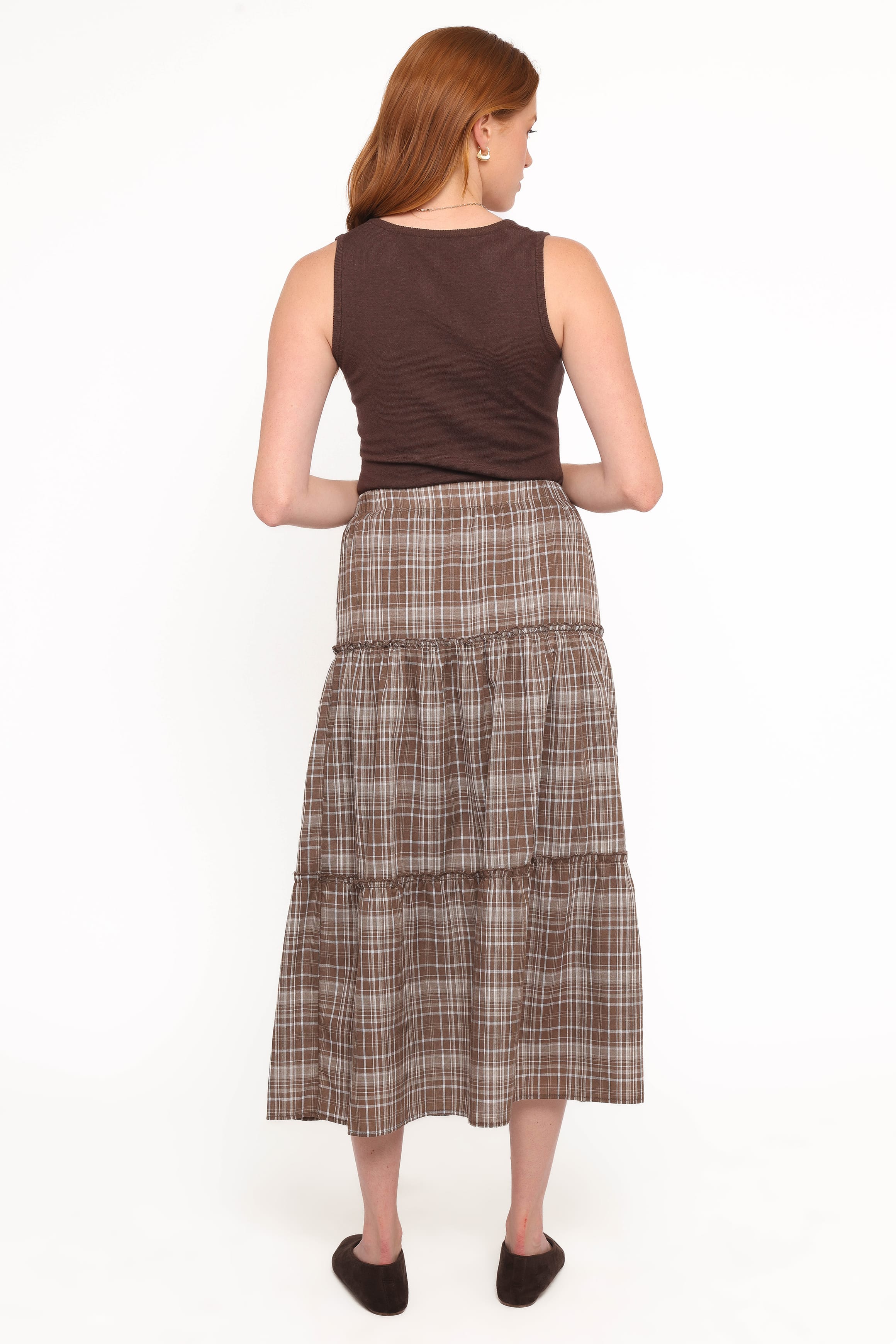 BOTTOMS Campbell Tiered Maxi Skirt - Juno Check
