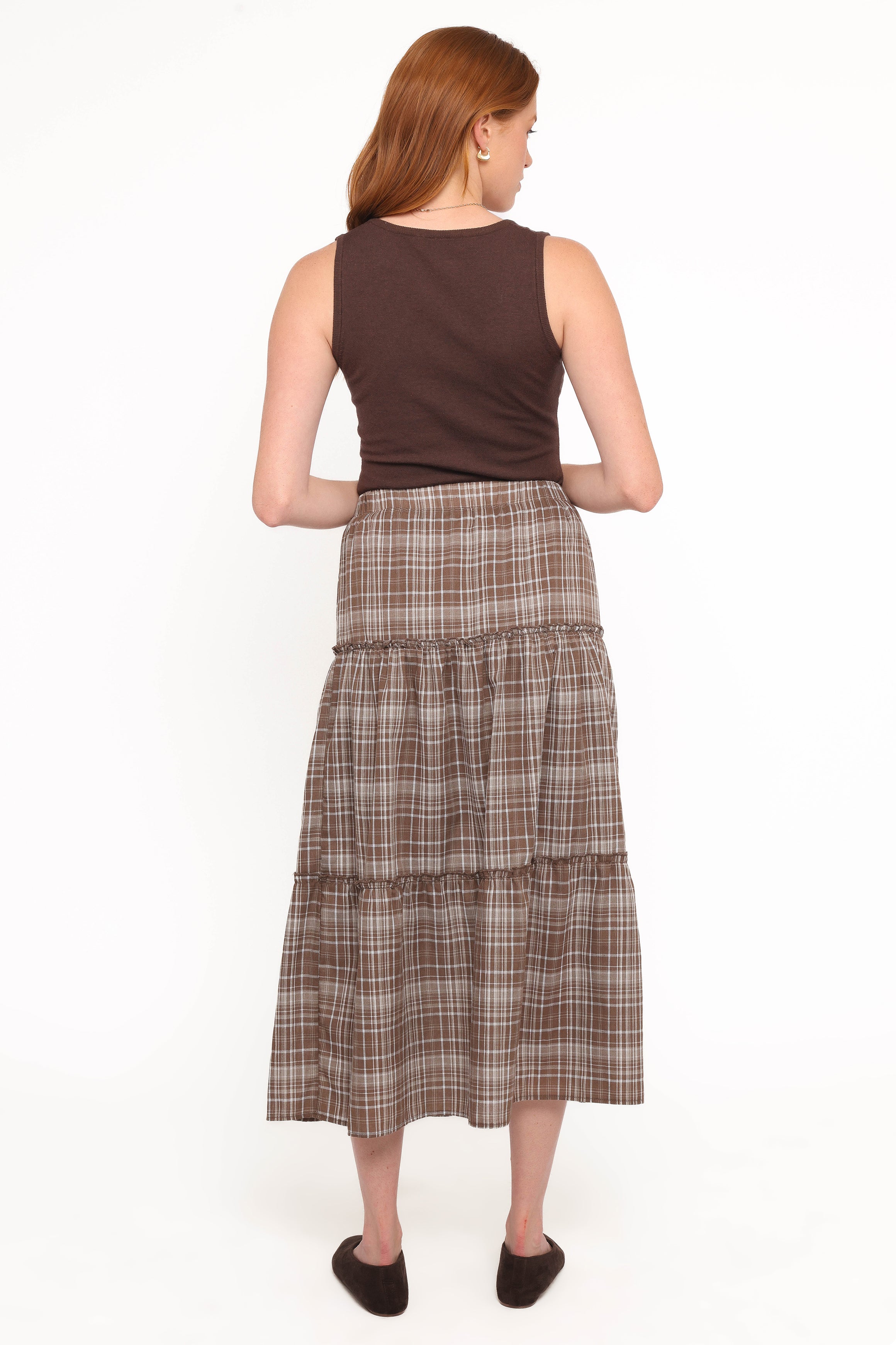 BOTTOMS Campbell Tiered Maxi Skirt - Juno Check