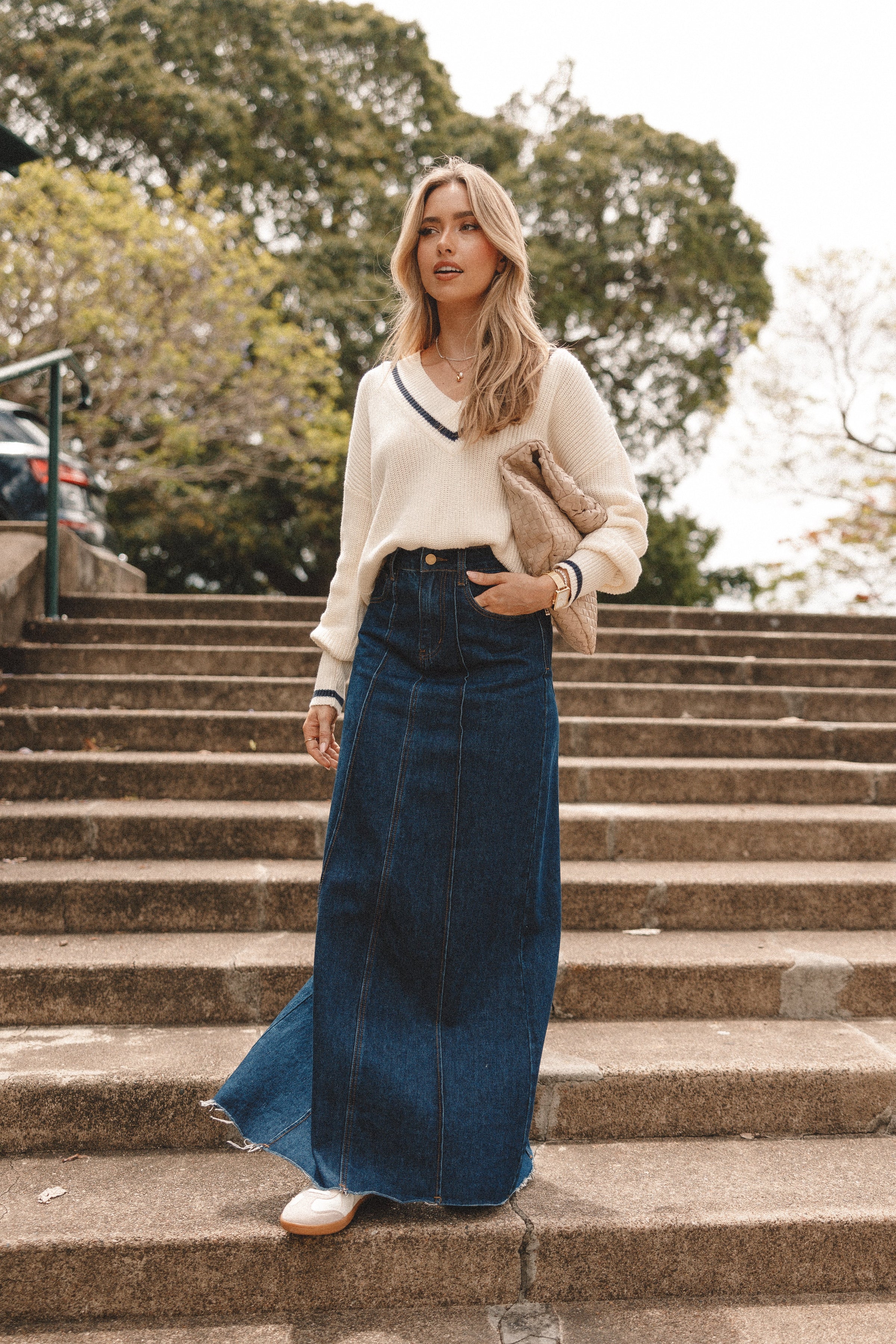 BOTTOMS Caprice Denim Maxi Skirt - Indigo