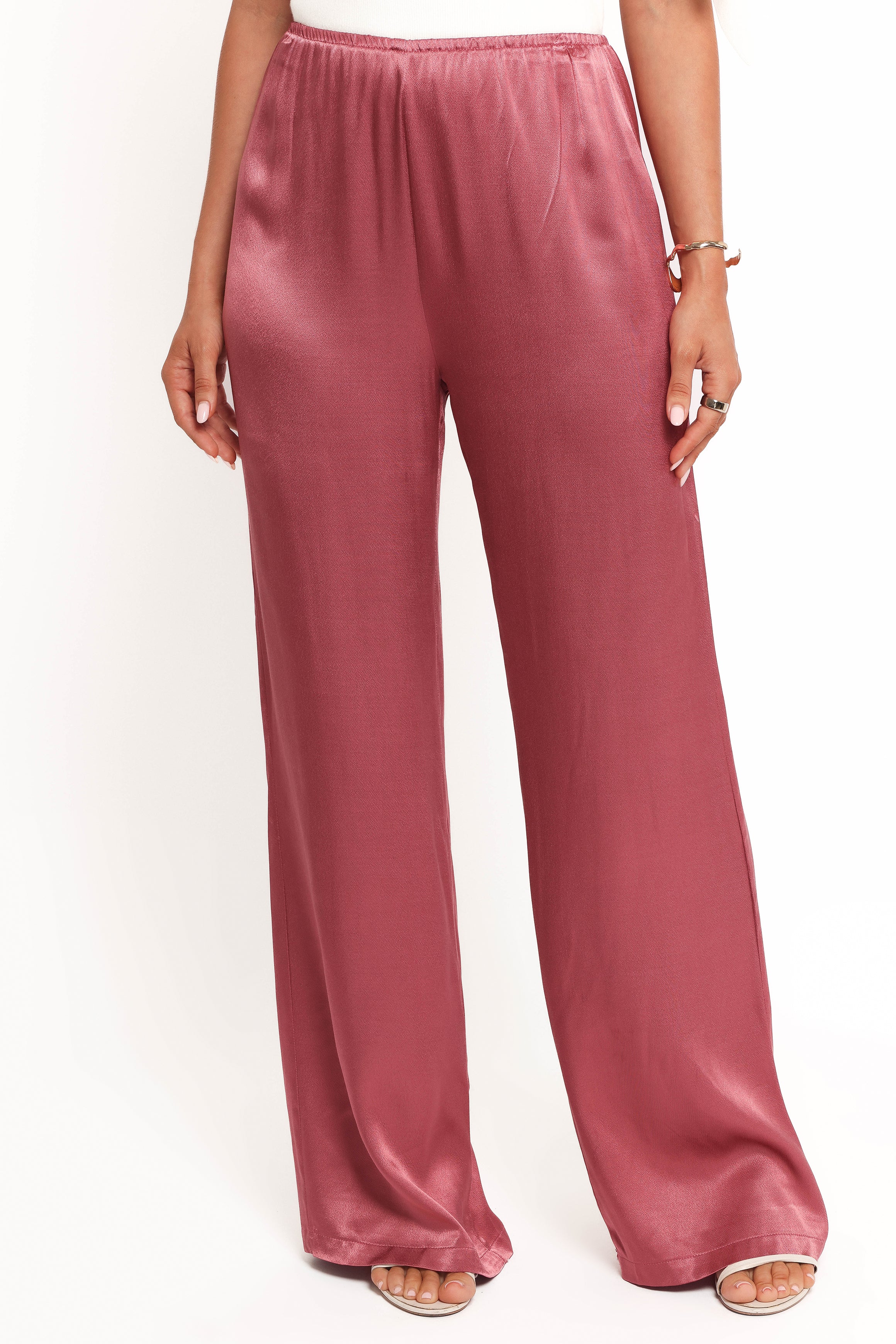 BOTTOMS Carissa Satin Pants - Dusty Rose