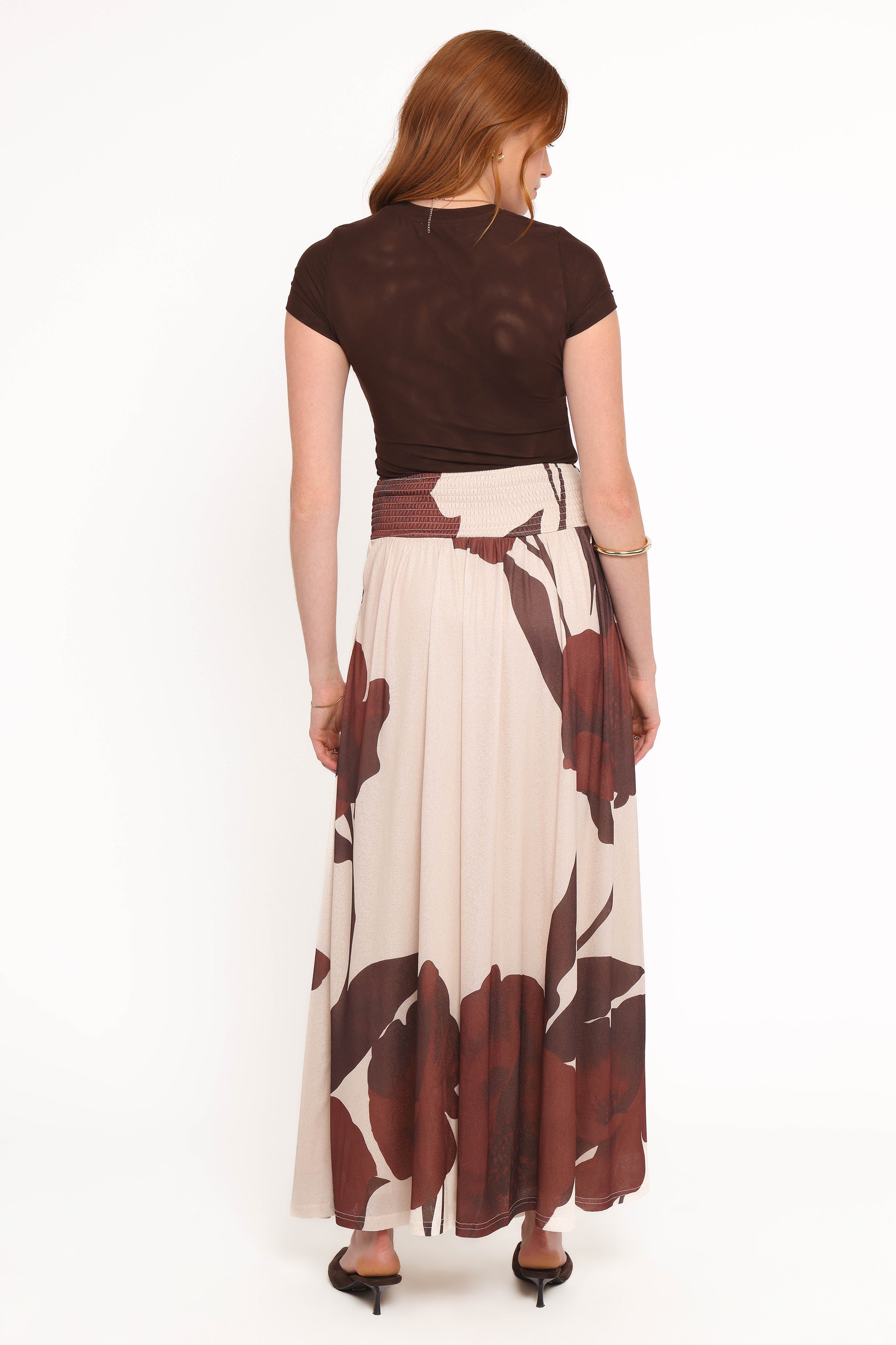 BOTTOMS Cascade Maxi Skirt - Cream Brown Floral