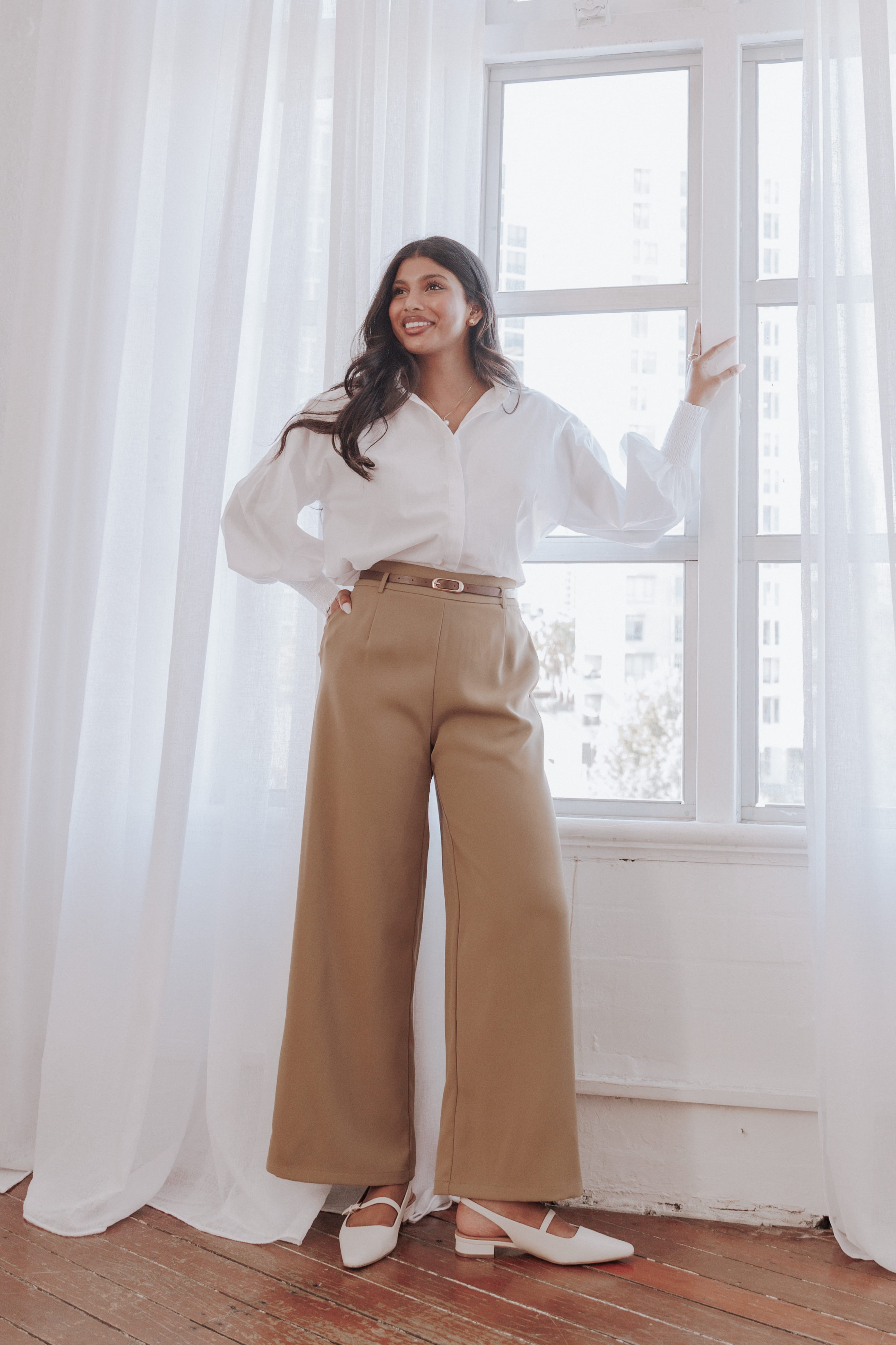 BOTTOMS Ceres Belted Wide Leg Pant - Olive