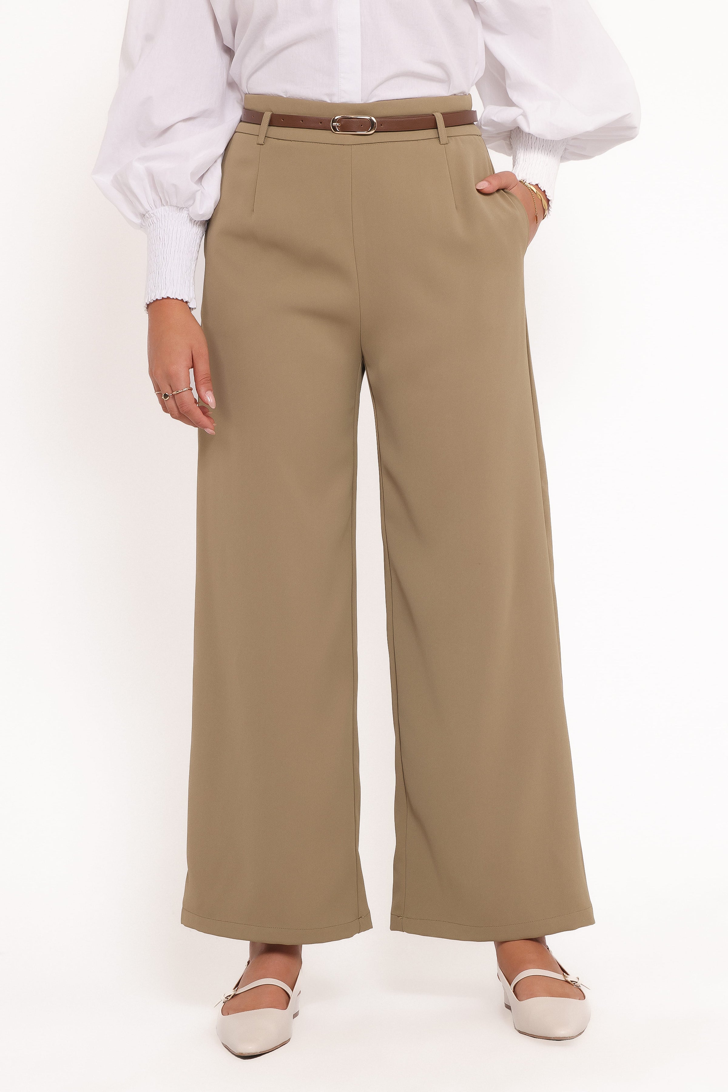 BOTTOMS Ceres Belted Wide Leg Pant - Olive