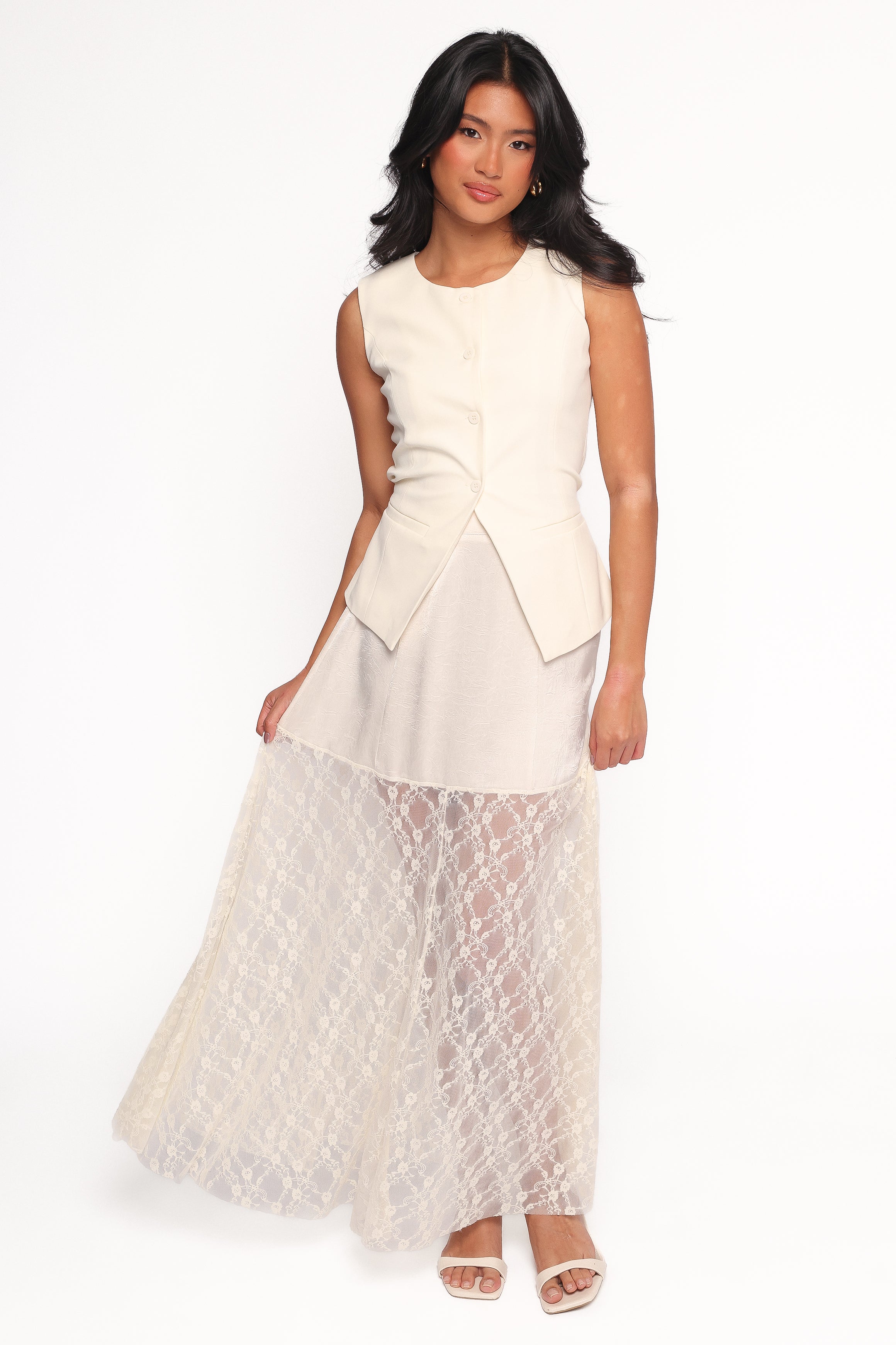 BOTTOMS Chapel Lace Maxi Skirt - Cream