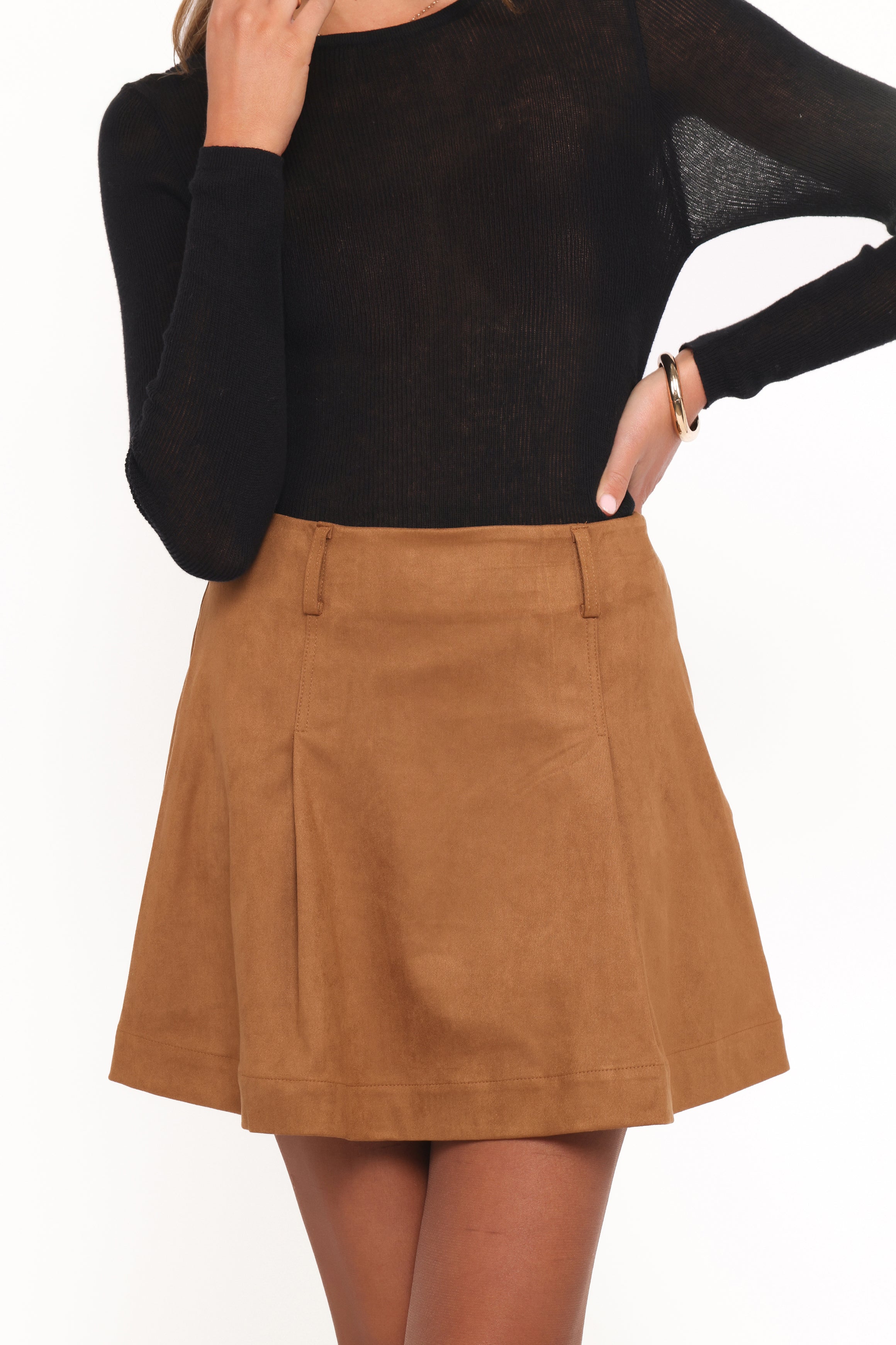 BOTTOMS Charles Faux Suede Mini Skirt - Camel