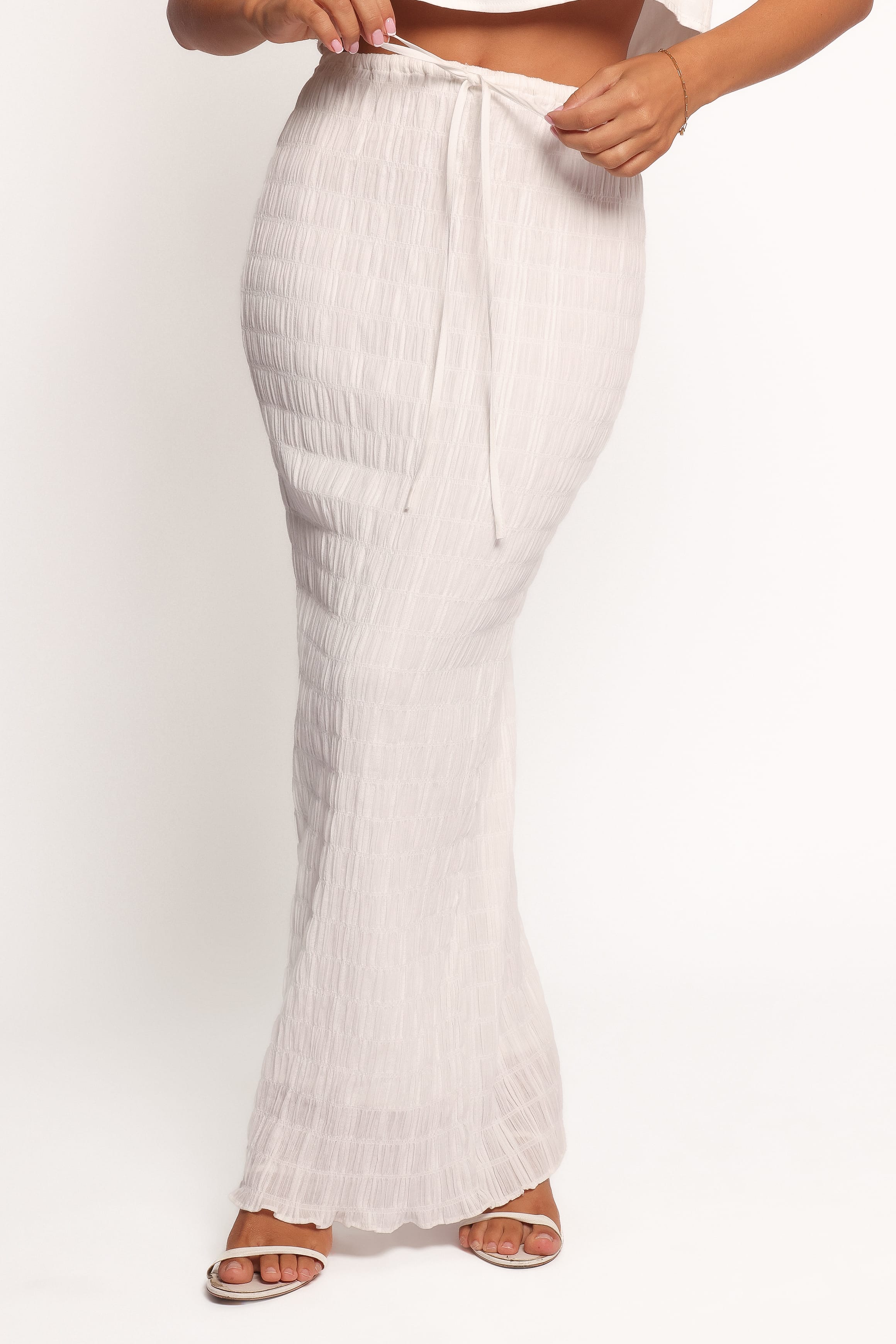 BOTTOMS Charlotte Textured Maxi Skirt - White