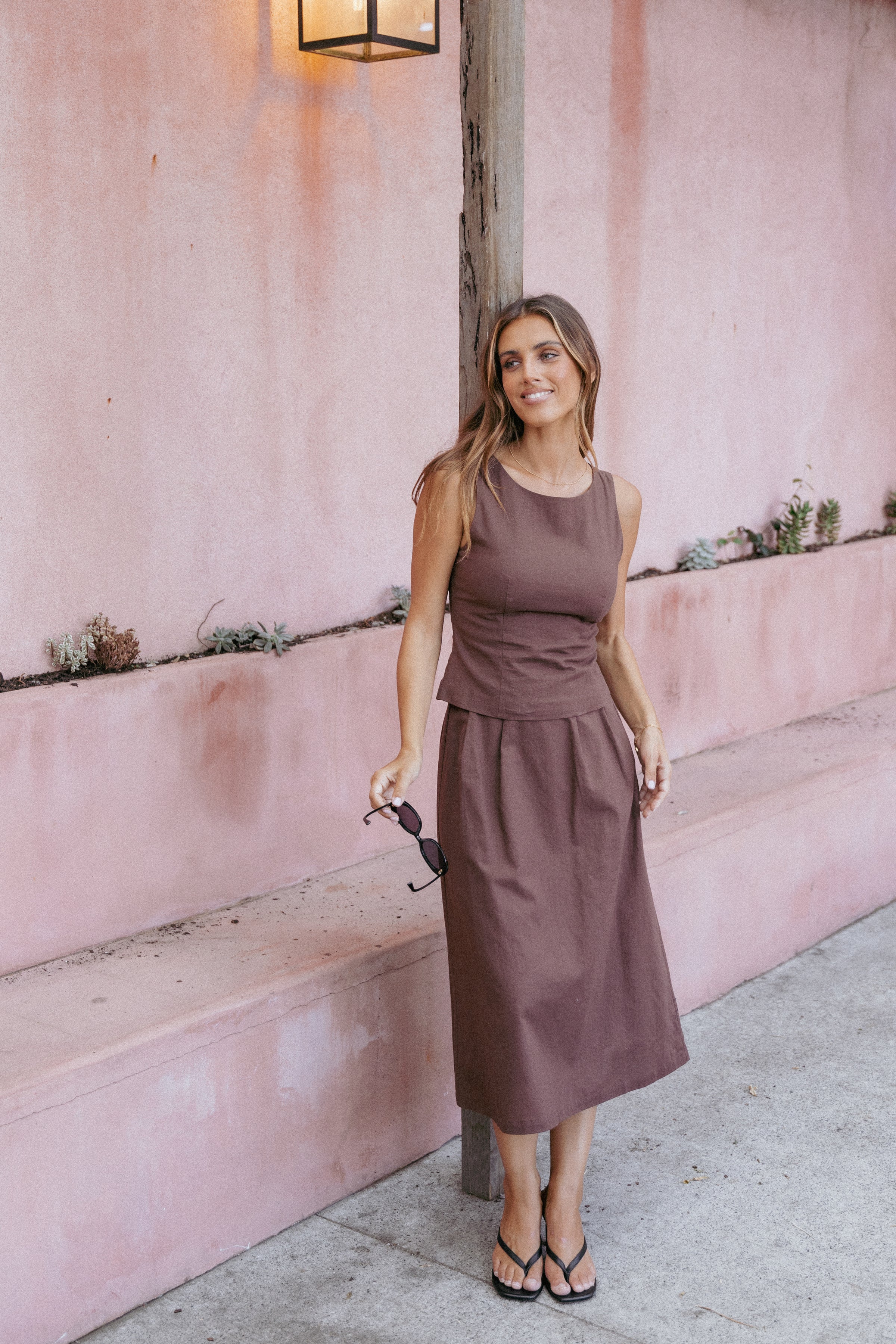 BOTTOMS Chiaro Midi Skirt - Brown