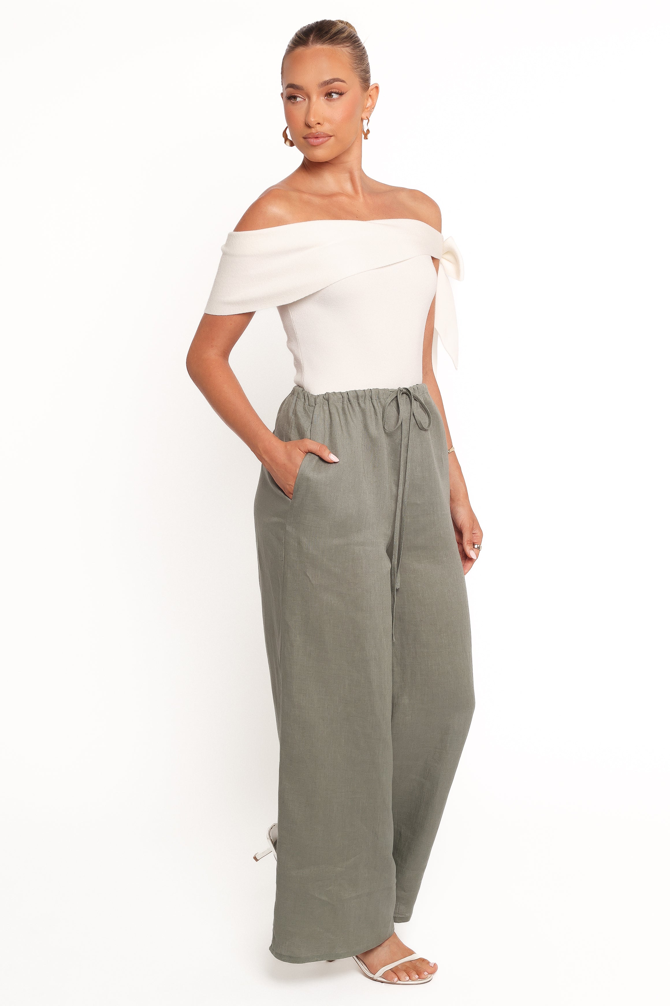 BOTTOMS Clairo Linen Pant - Olive