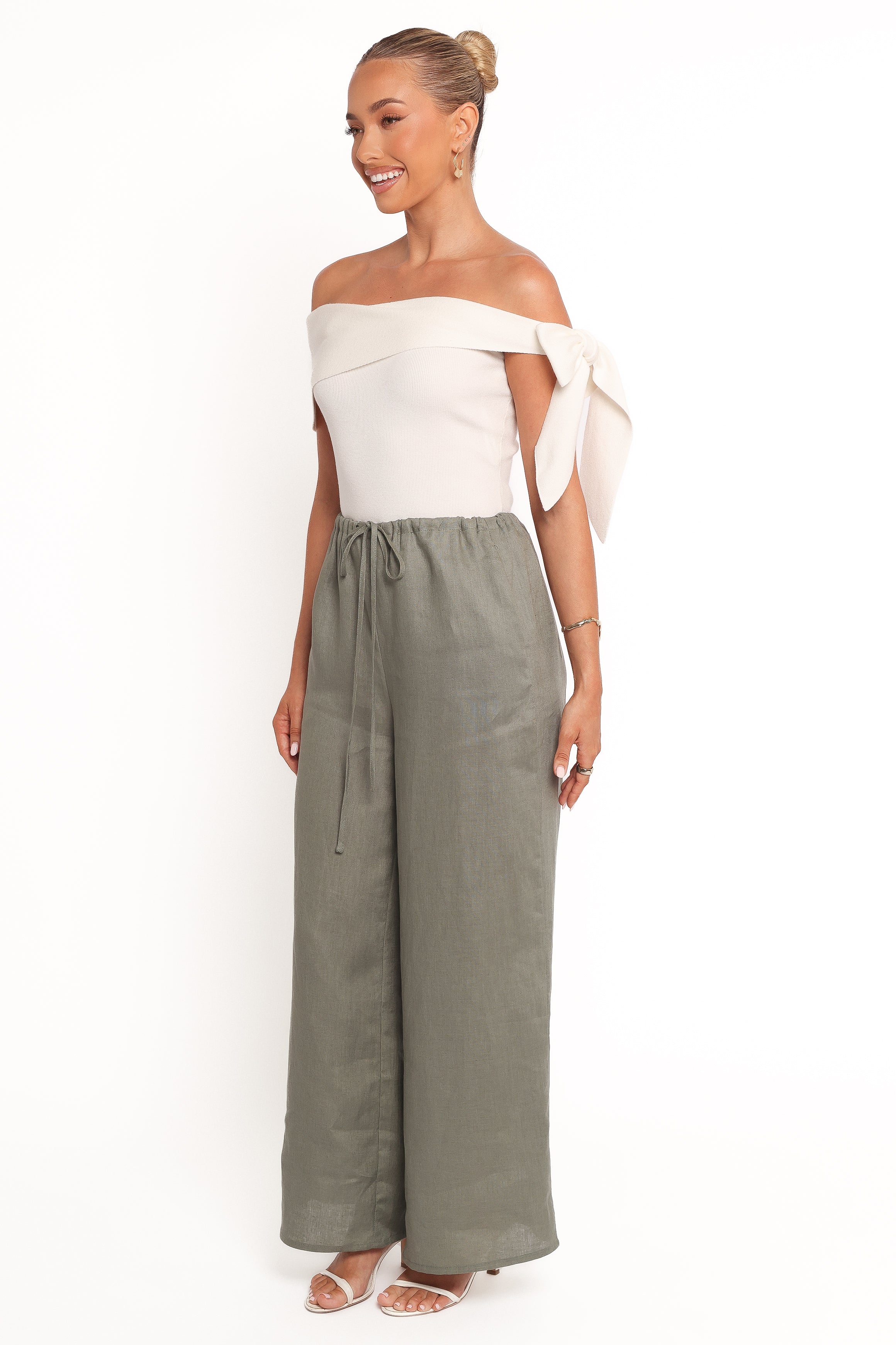 BOTTOMS Clairo Linen Pant - Olive