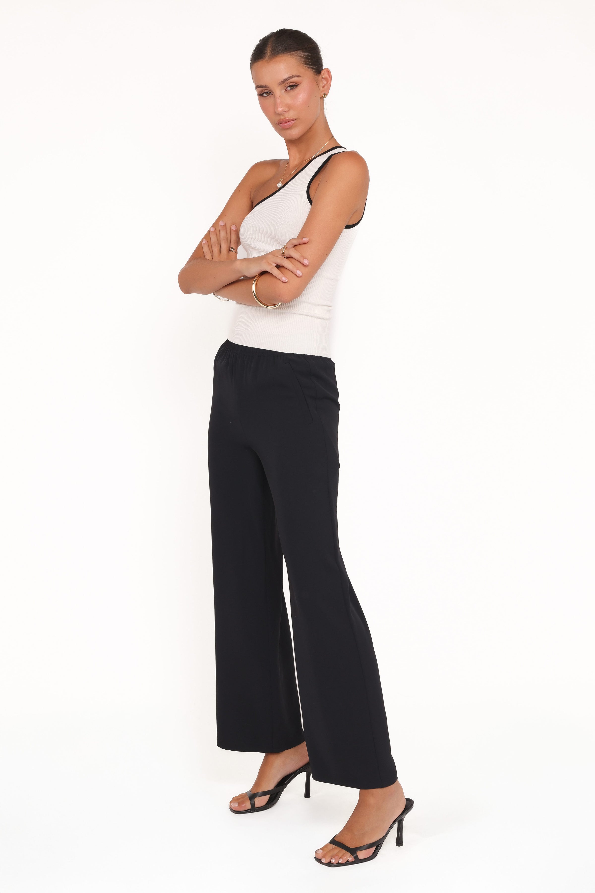 BOTTOMS Clark Crepe Wide Leg Pant - Black