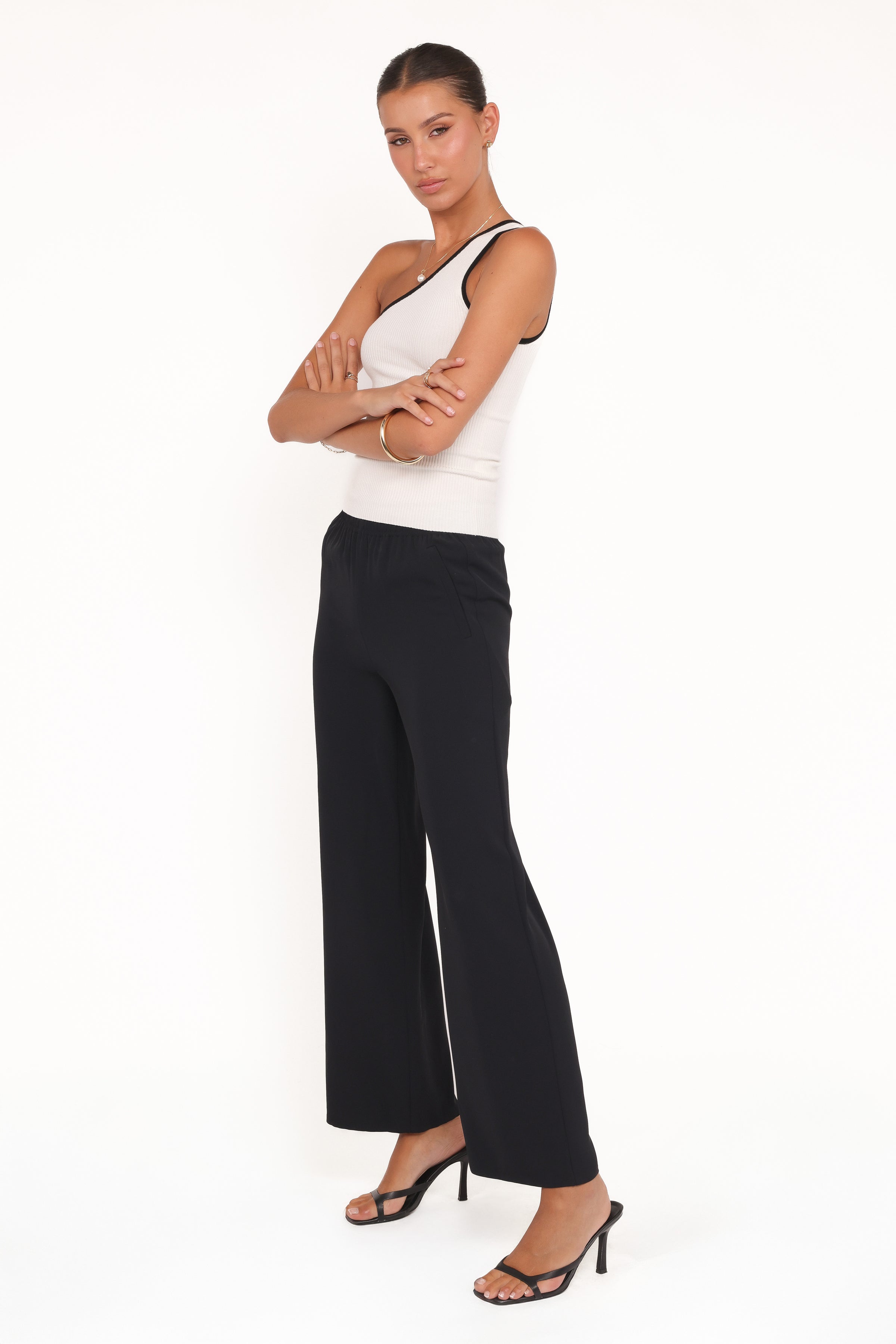 BOTTOMS Clark Crepe Wide Leg Pant - Black