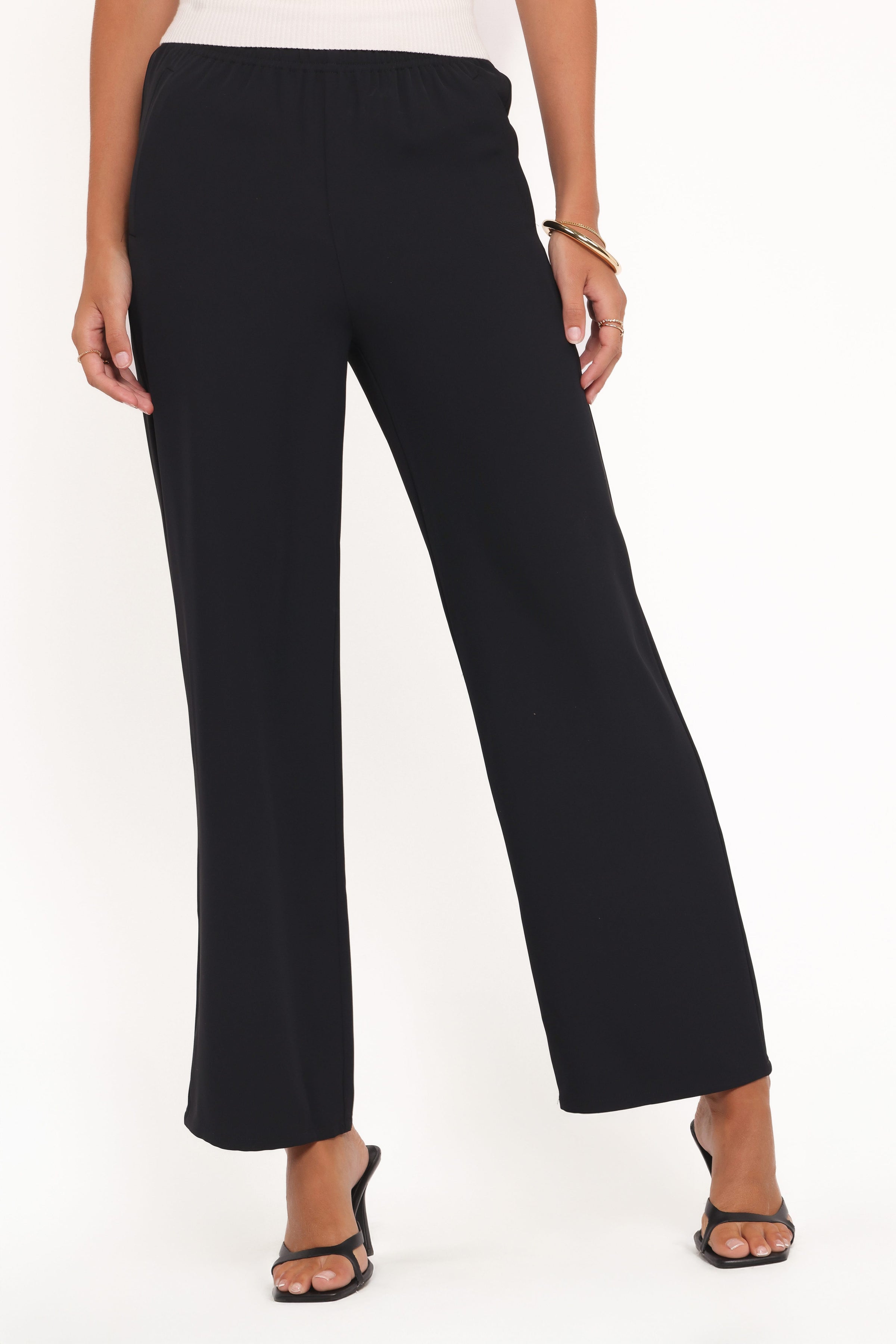 BOTTOMS Clark Crepe Wide Leg Pant - Black
