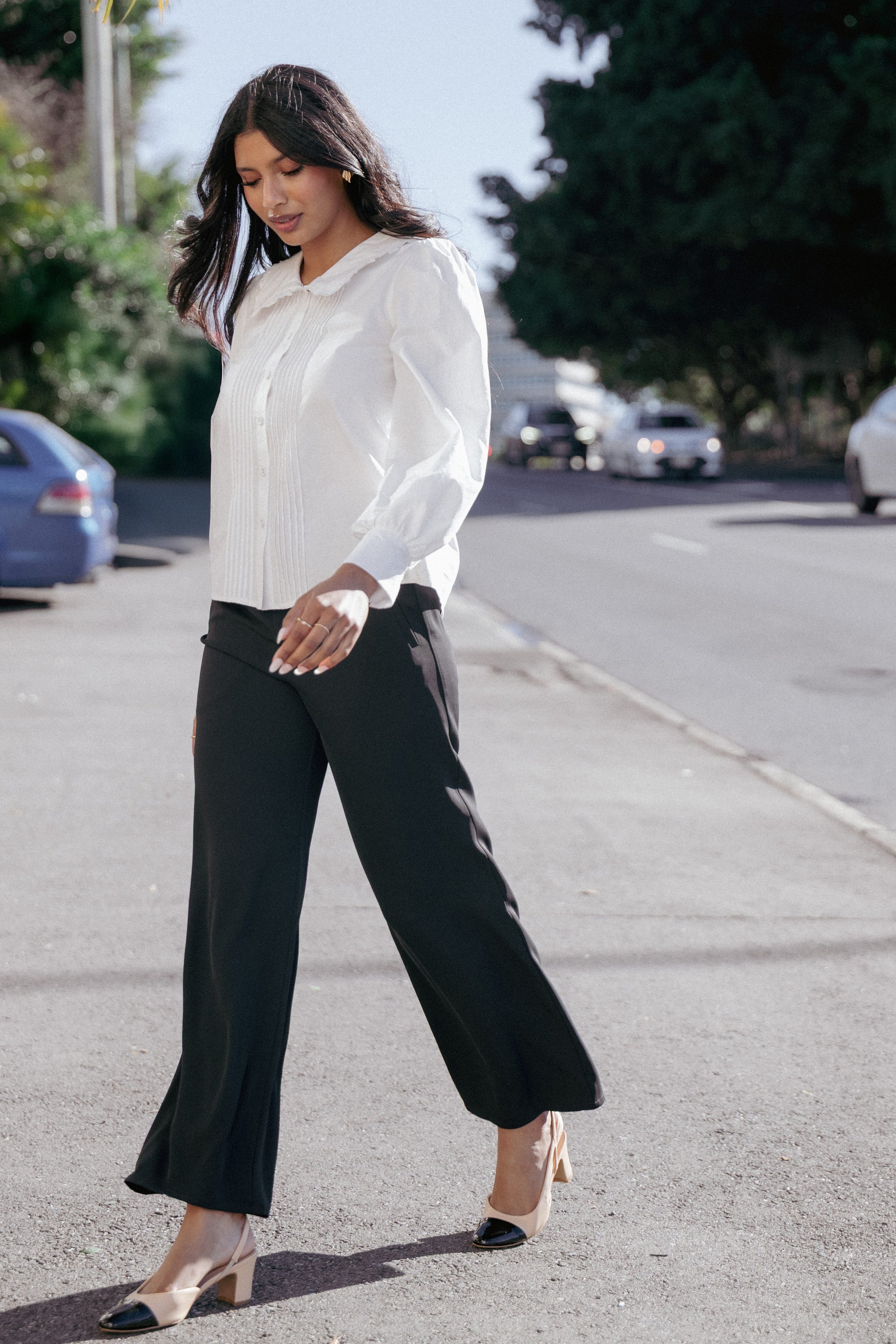 BOTTOMS Clark Crepe Wide Leg Pant - Black