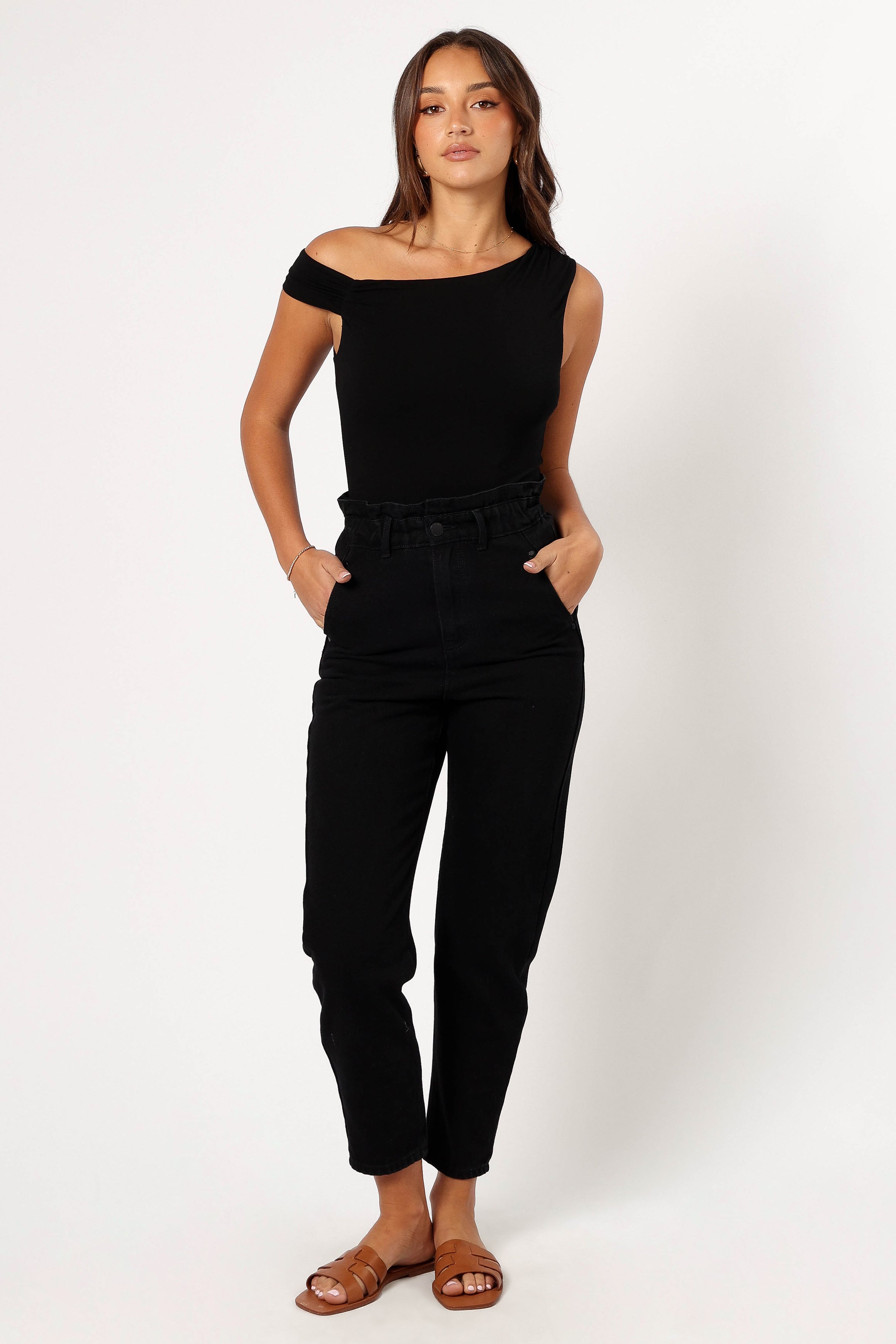 BOTTOMS @Cooper Paperbag Waist Jean - Black